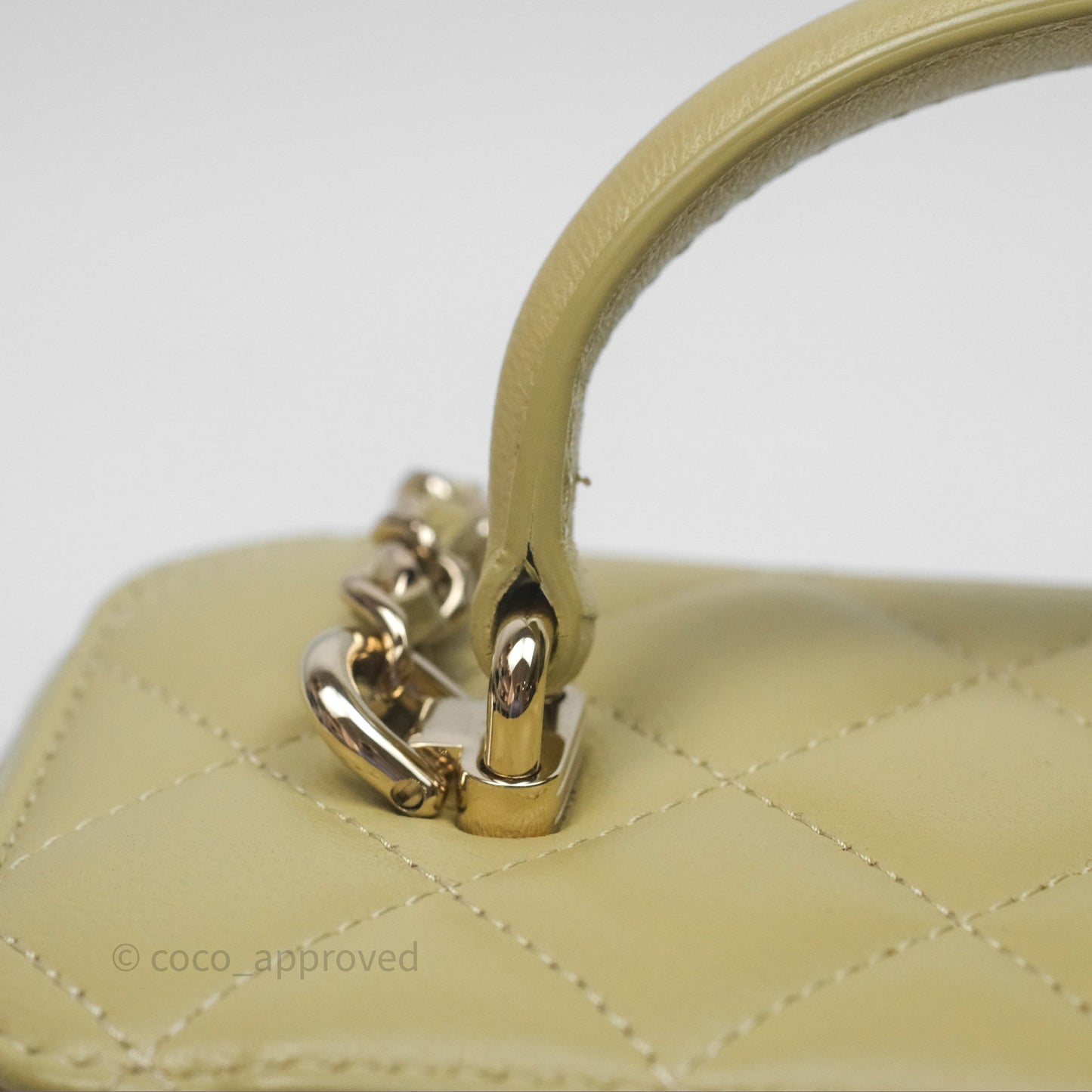 Chanel Top Handle Vanity with Chain Olive Green Lambskin Aged Gold Hardware
