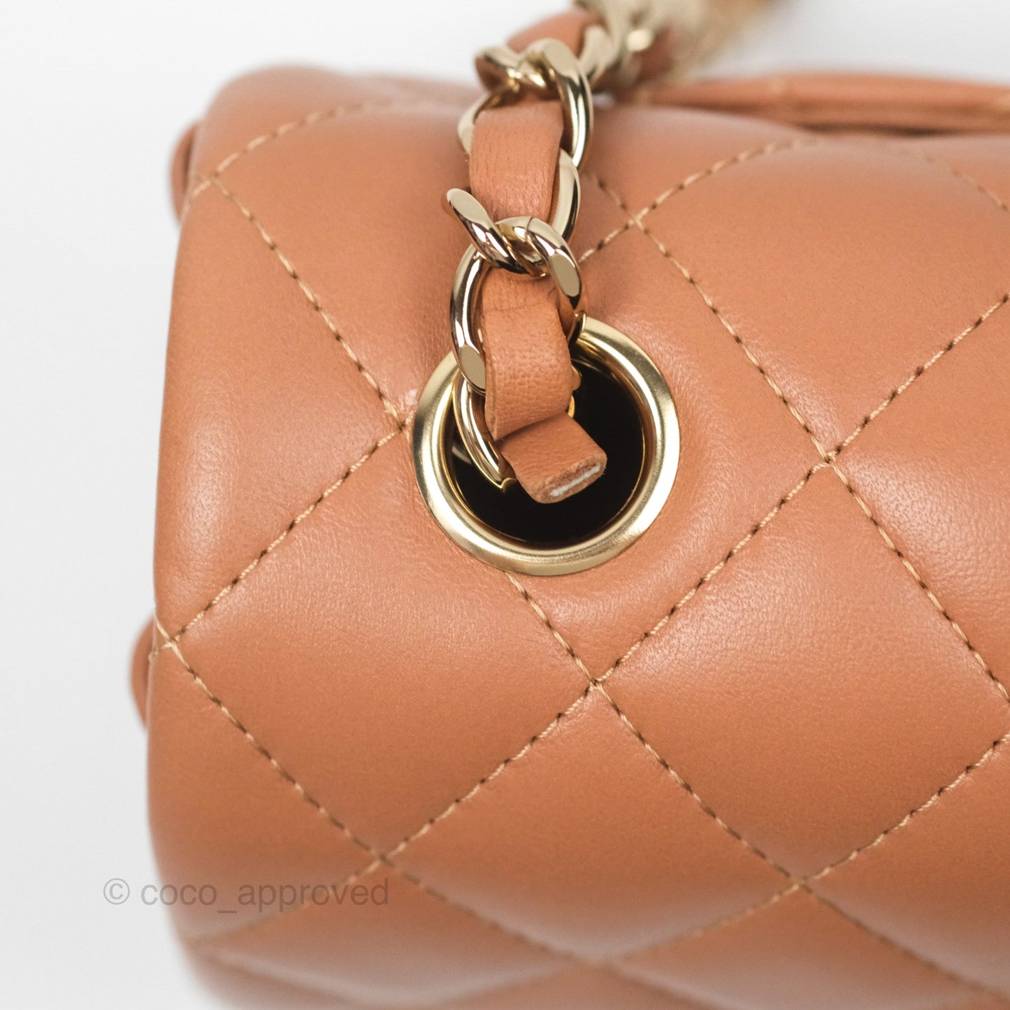 Chanel Quilted Mini Rectangular Flap Caramel Lambskin Gold Hardware