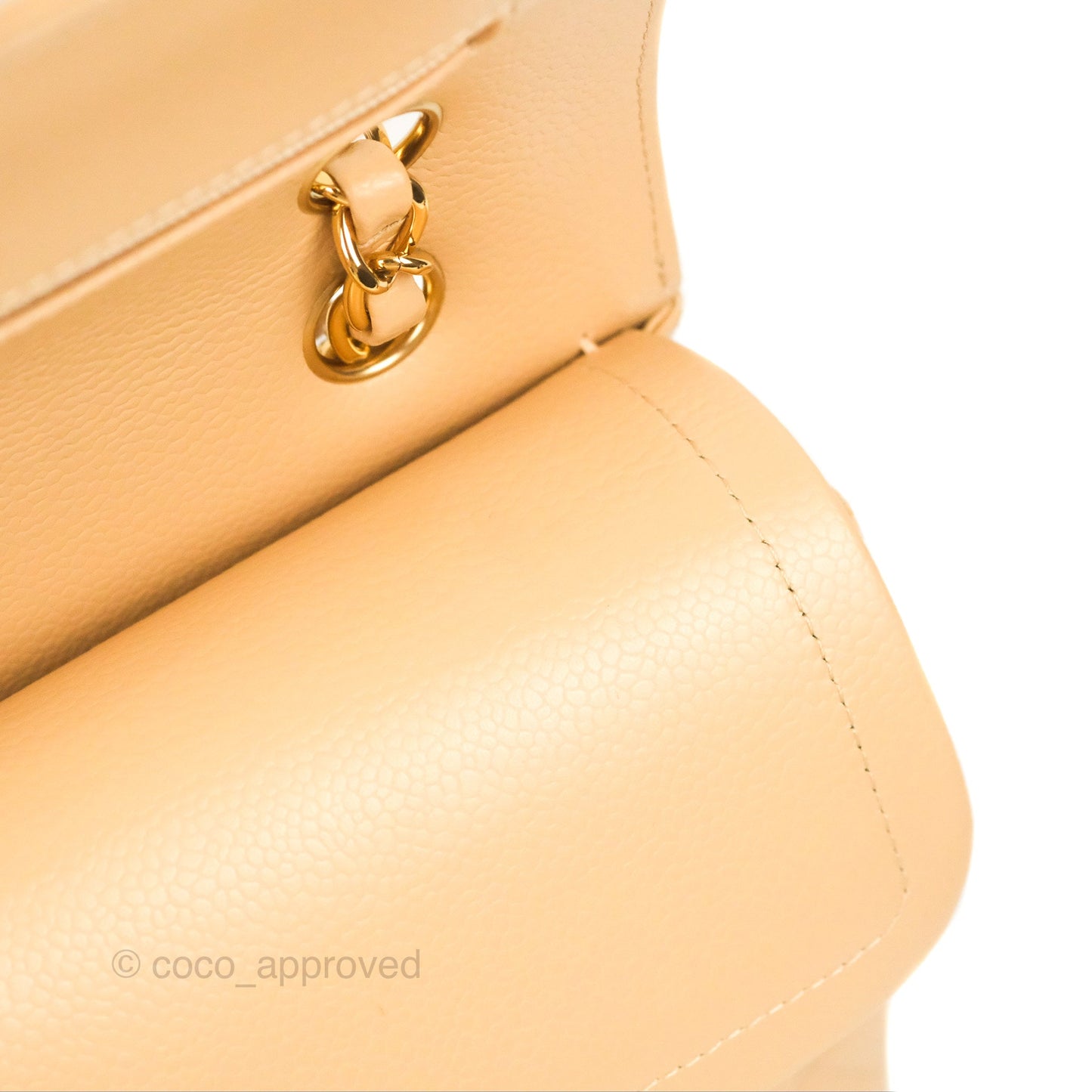 Chanel Classic M/L Medium Flap Quilted Beige Caviar Gold Hardware