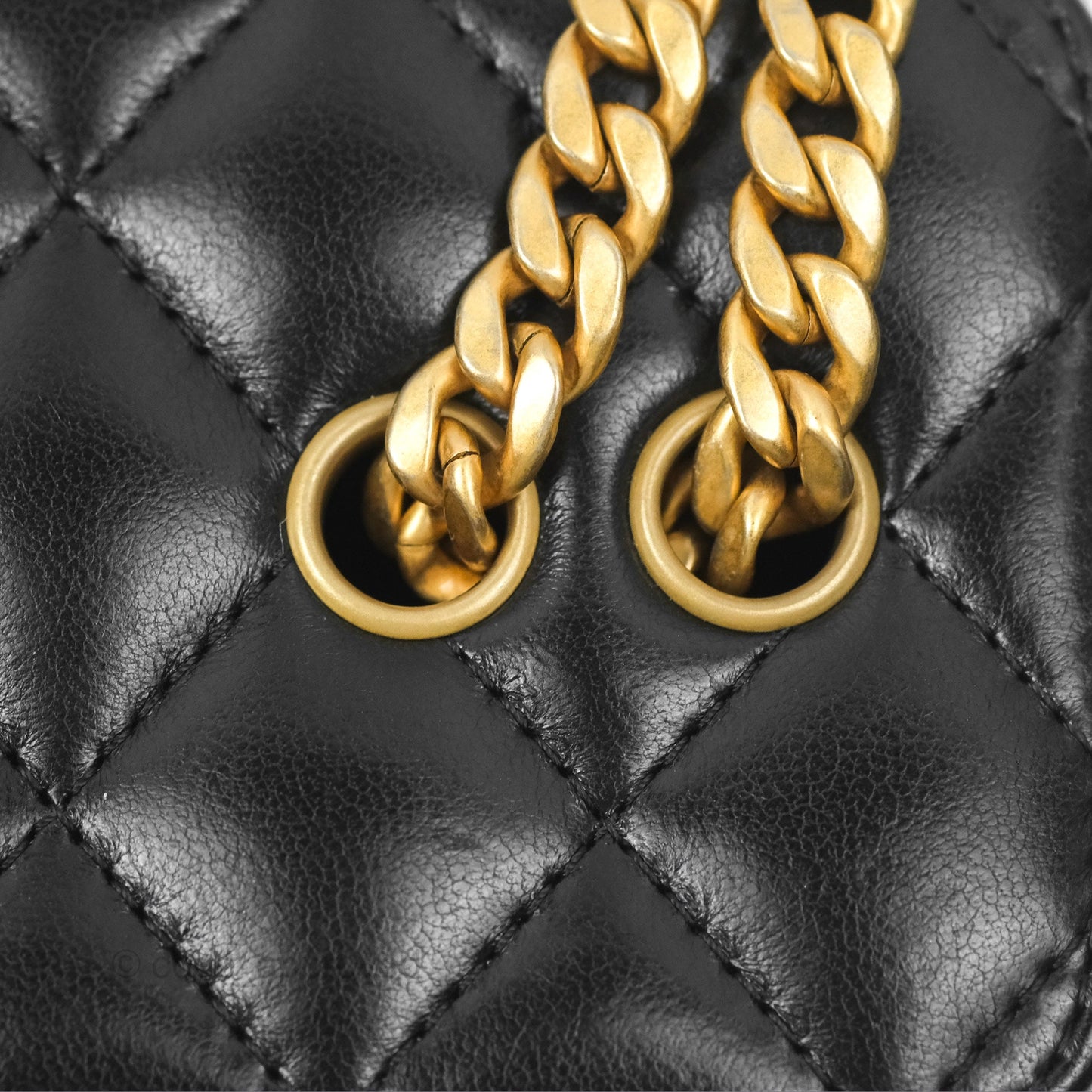 Chanel All Slide Vanity with Adjustable Chain Black Lambskin Aged Gold Hardware