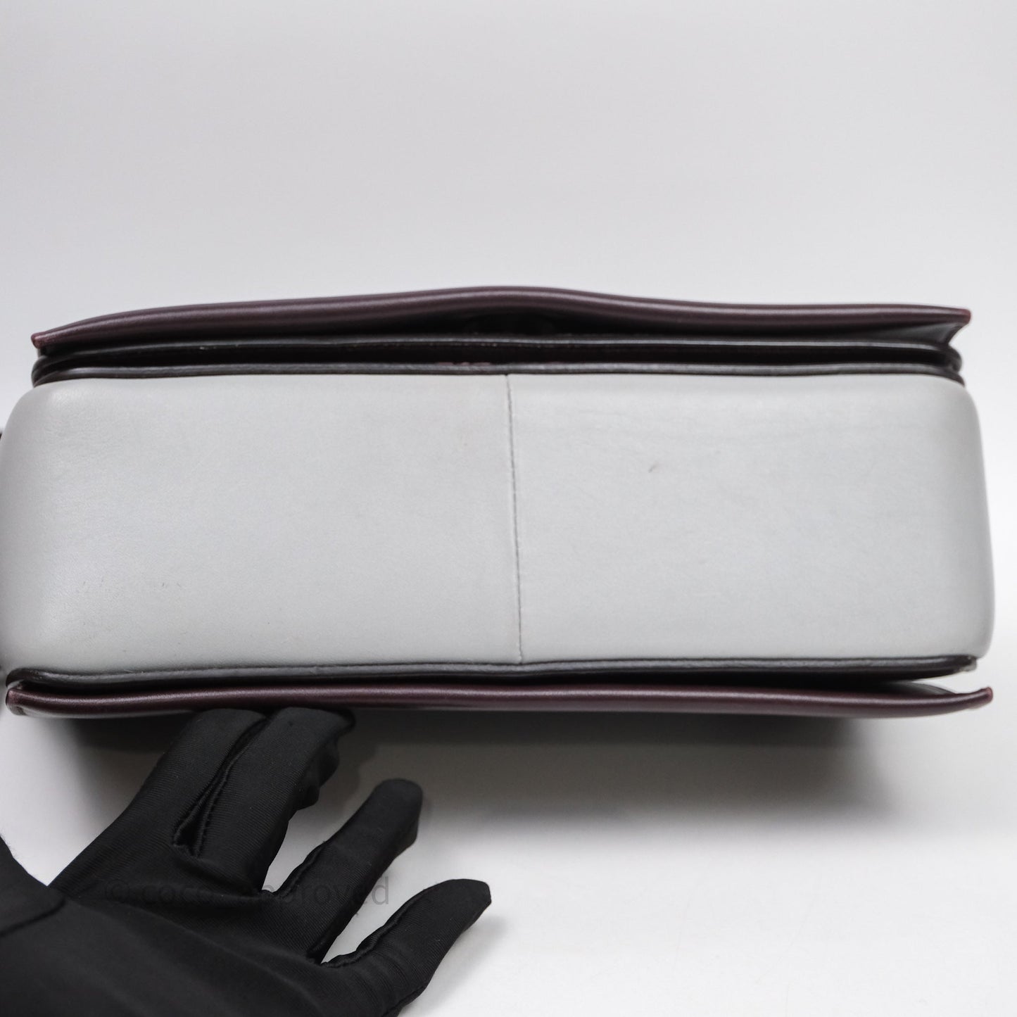 Celine Medium Frame Bag Burgundy / Pearl Blue Calfskin Silver Hardware