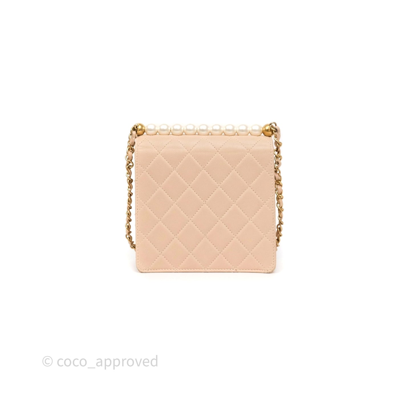 Chanel Chic Pearls Flap Quilted Beige Pink Goatskin Aged Gold Hardware