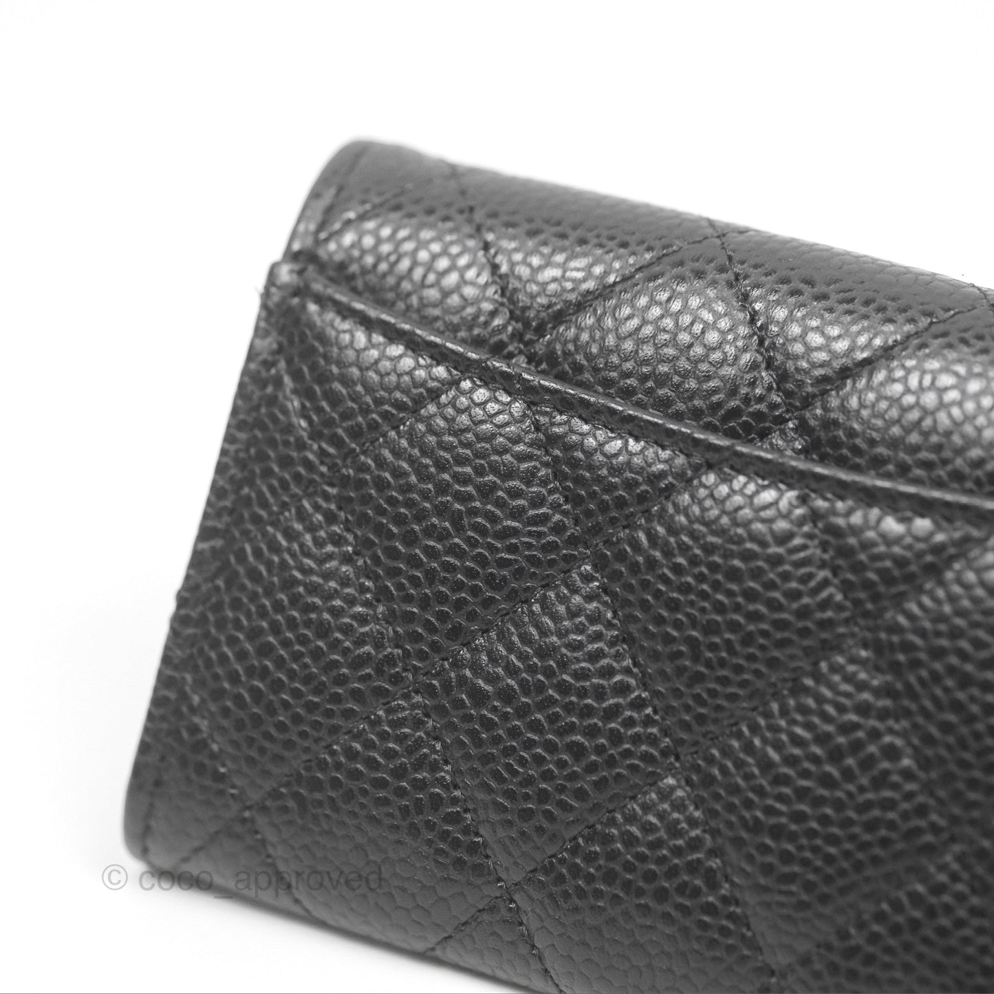 Chanel Quilted Flap Card Holder Caviar Black Gold Hardware