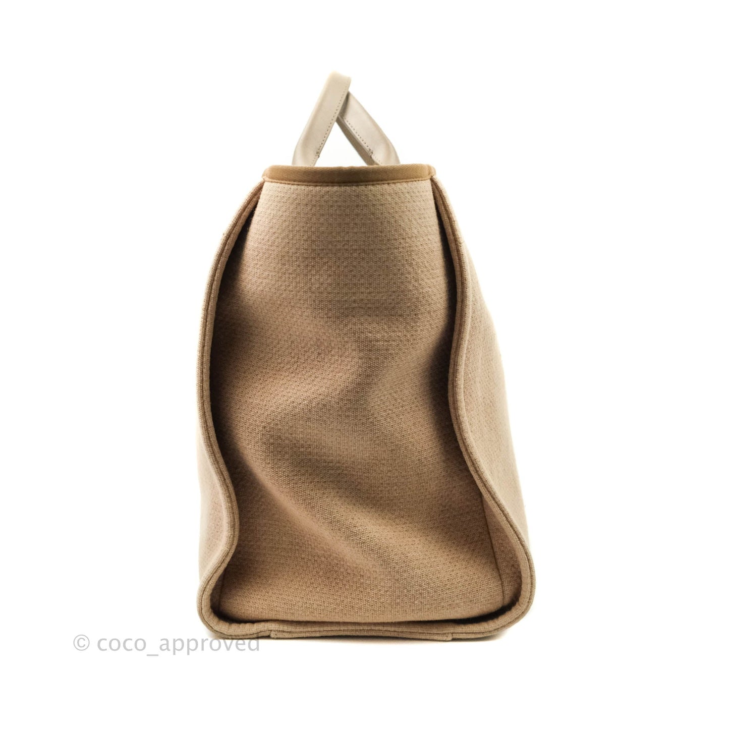 Chanel Large Deauville Beige Canvas Silver Hardware