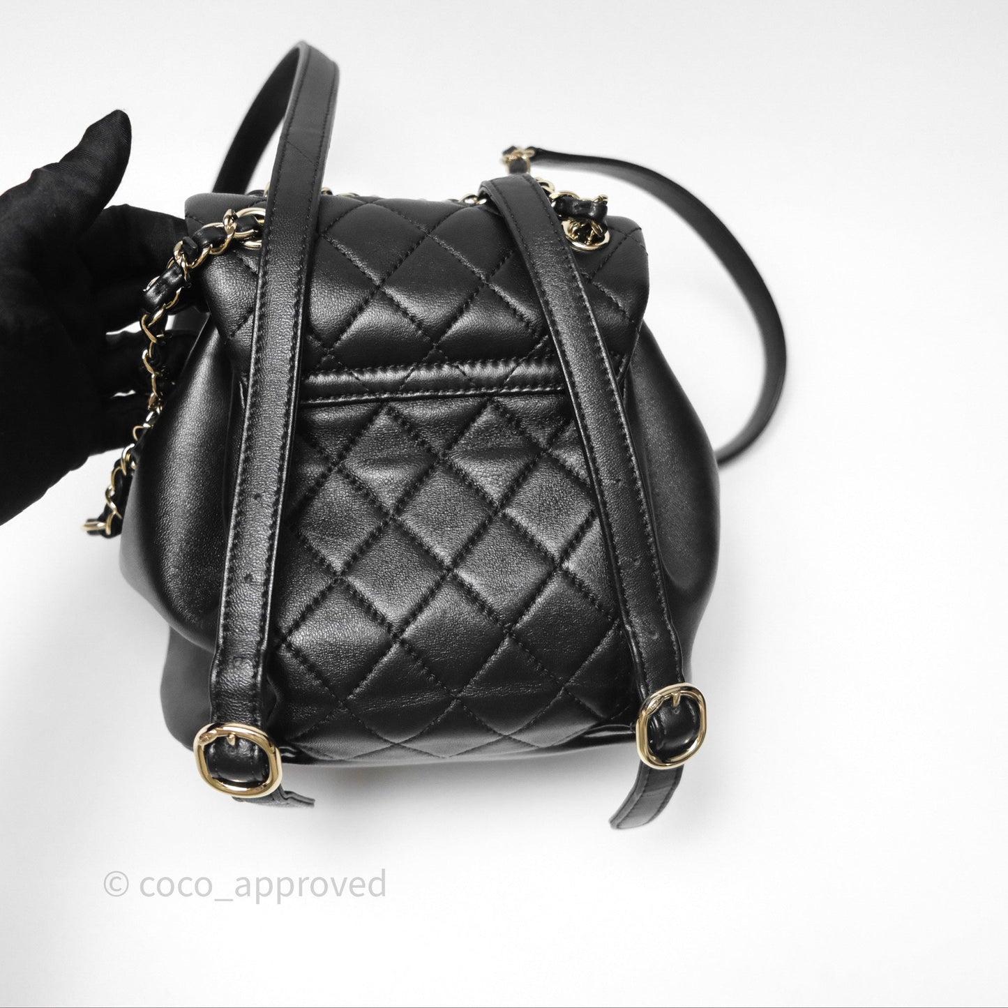 Chanel Small Duma Drawstring Backpack Black Lambskin Gold Hardware