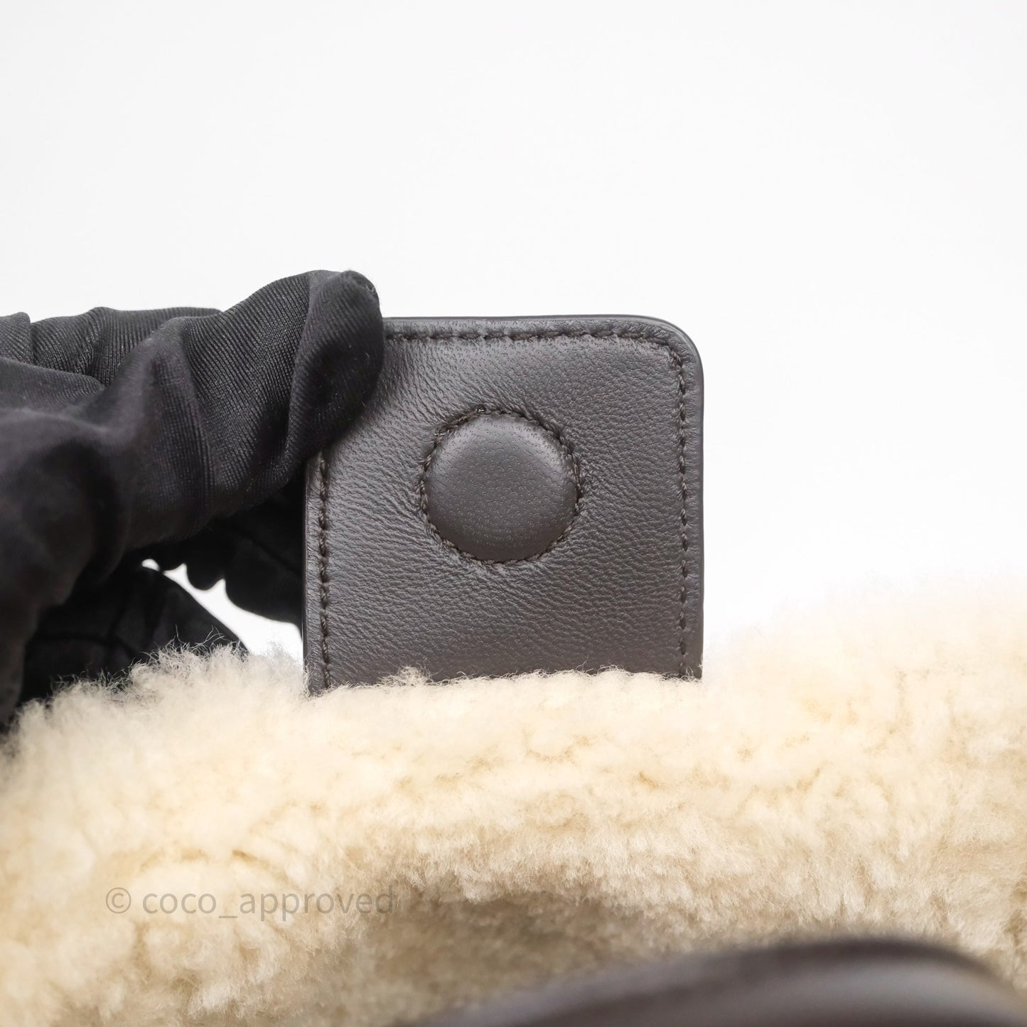 Bottega Veneta Shearling Aviator Small Andiamo Bag Brown
