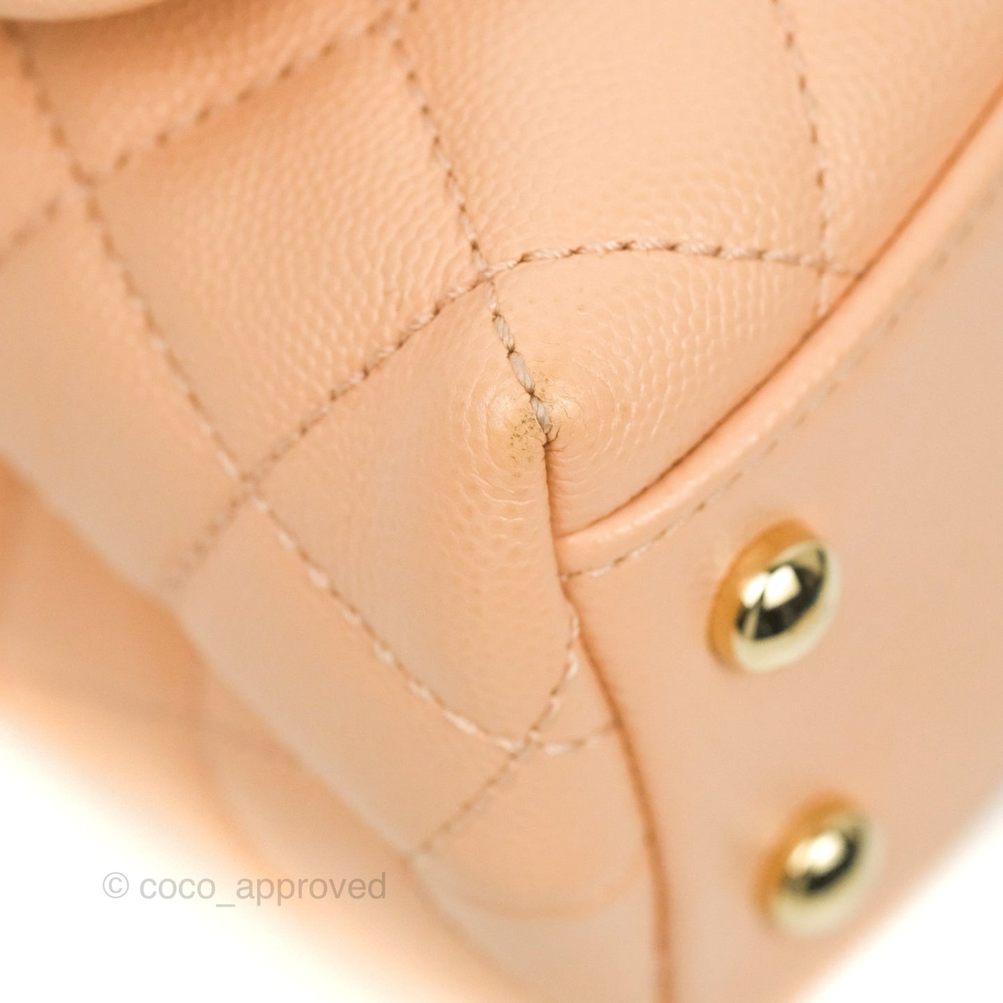 Chanel Mini Coco Handle Quilted Beige Pink Caviar Gold Hardware