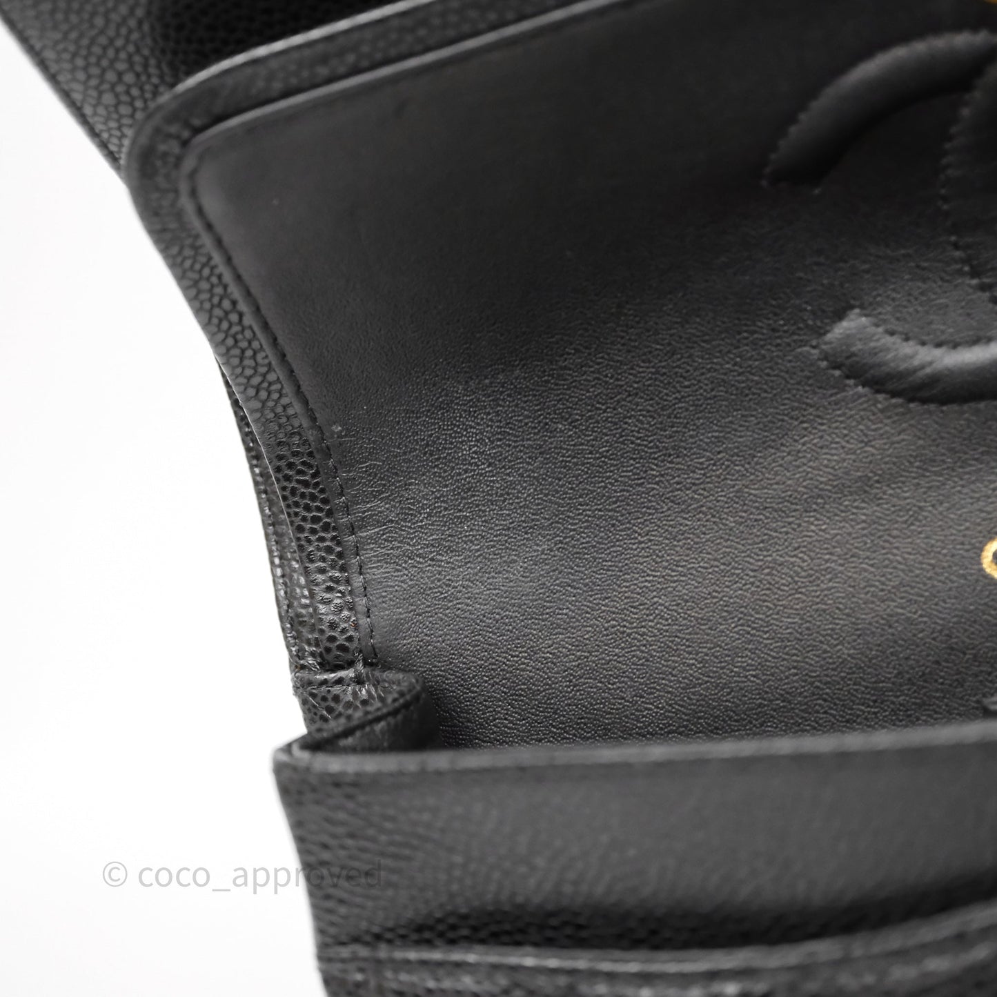 Chanel Classic M/L Medium Flap Quilted Black Caviar Gold Hardware