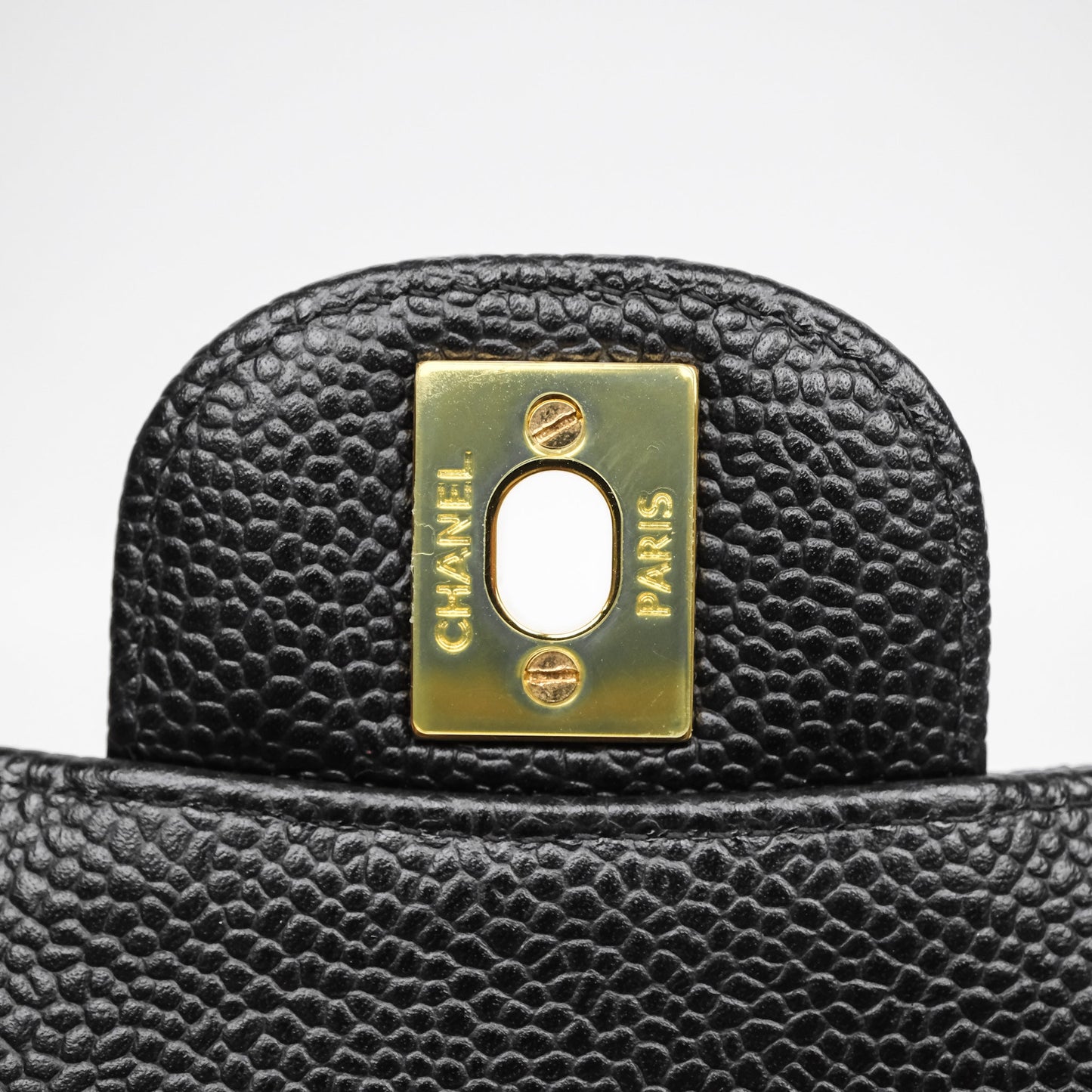 Chanel Classic M/L Medium Flap Quilted Black Caviar Gold Hardware