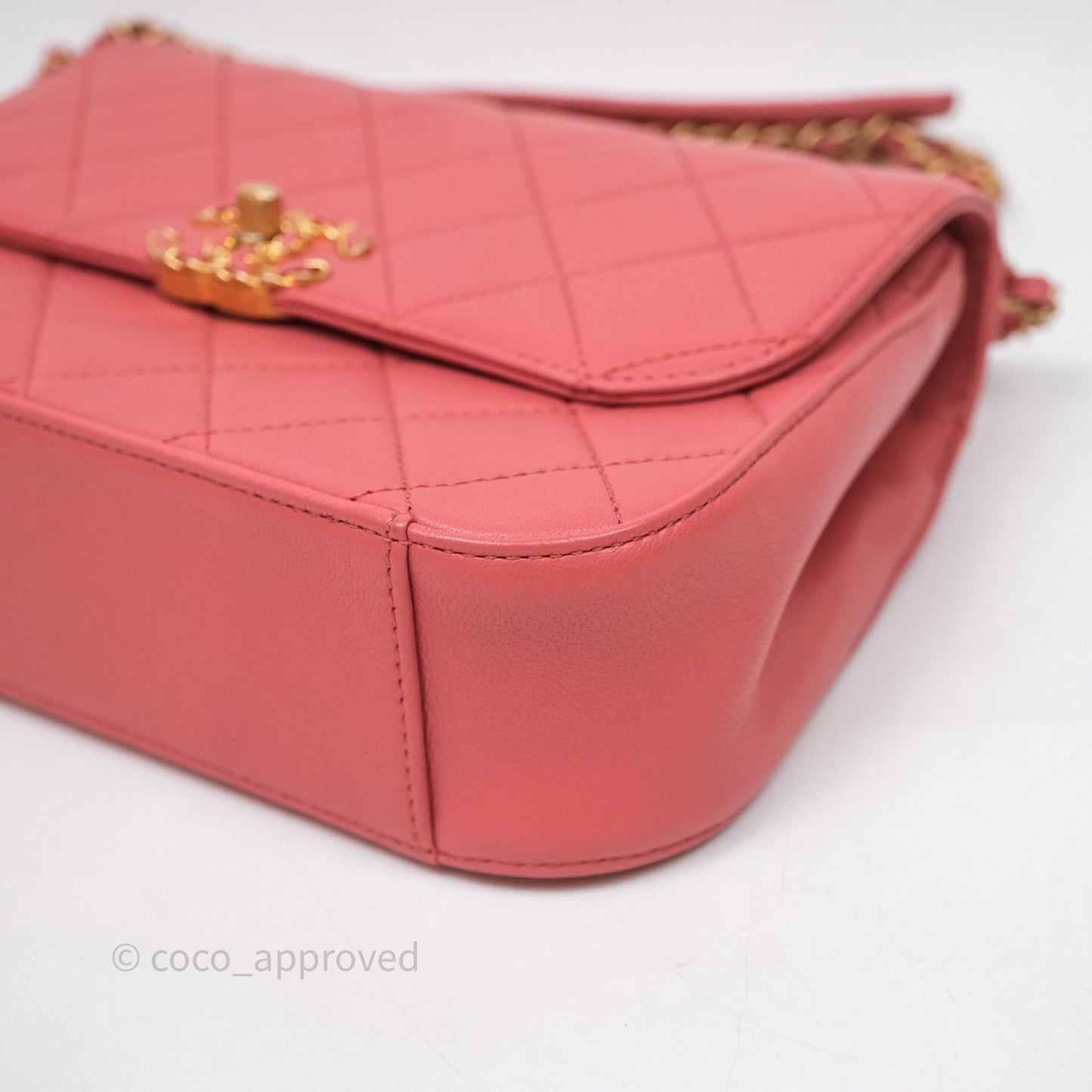 Chanel Quilted Chain Infinity Handle Bag Pink Lambskin Aged Gold Hardware