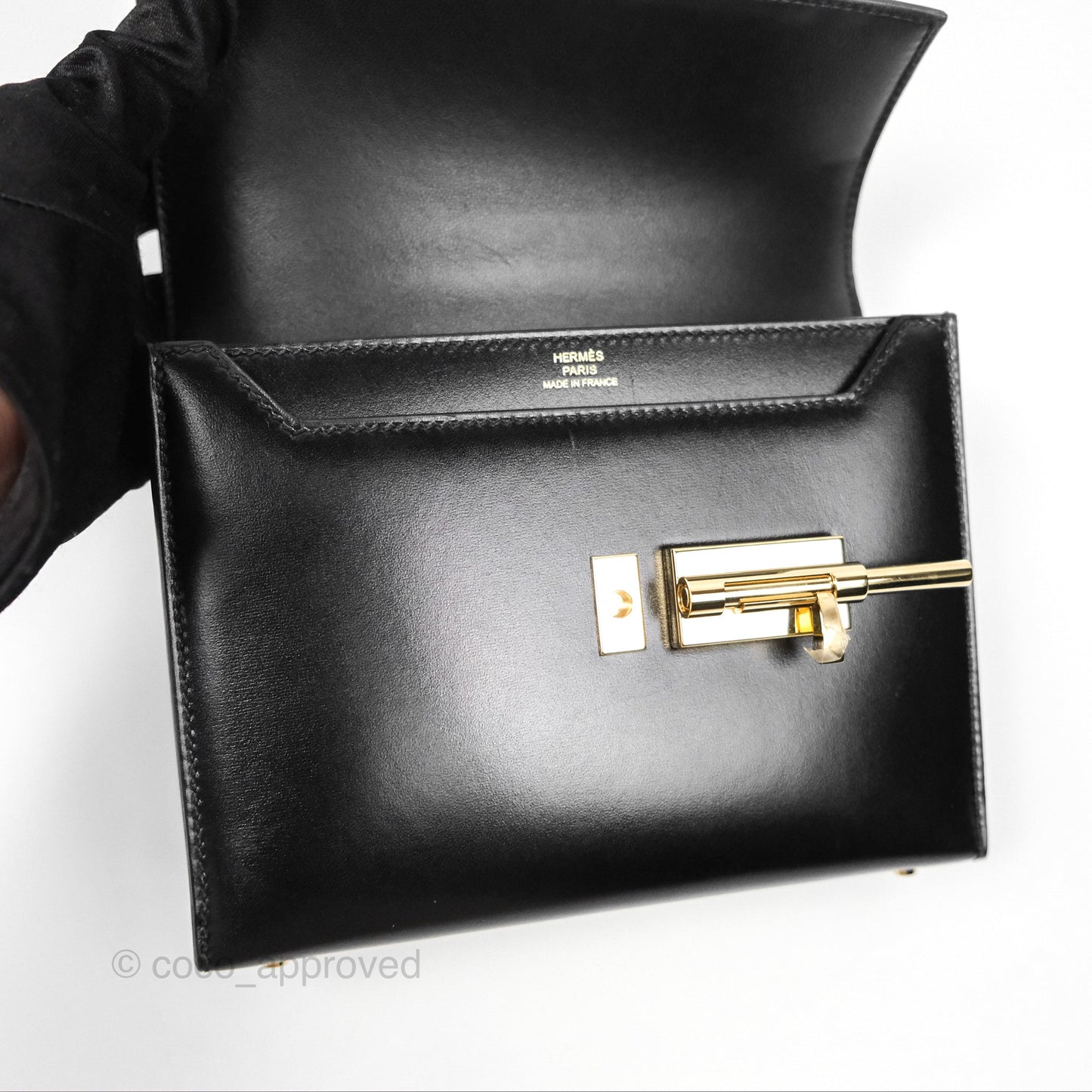 Hermes Mini Verrou Chaine Bag Black Box Leather Gold Hardware