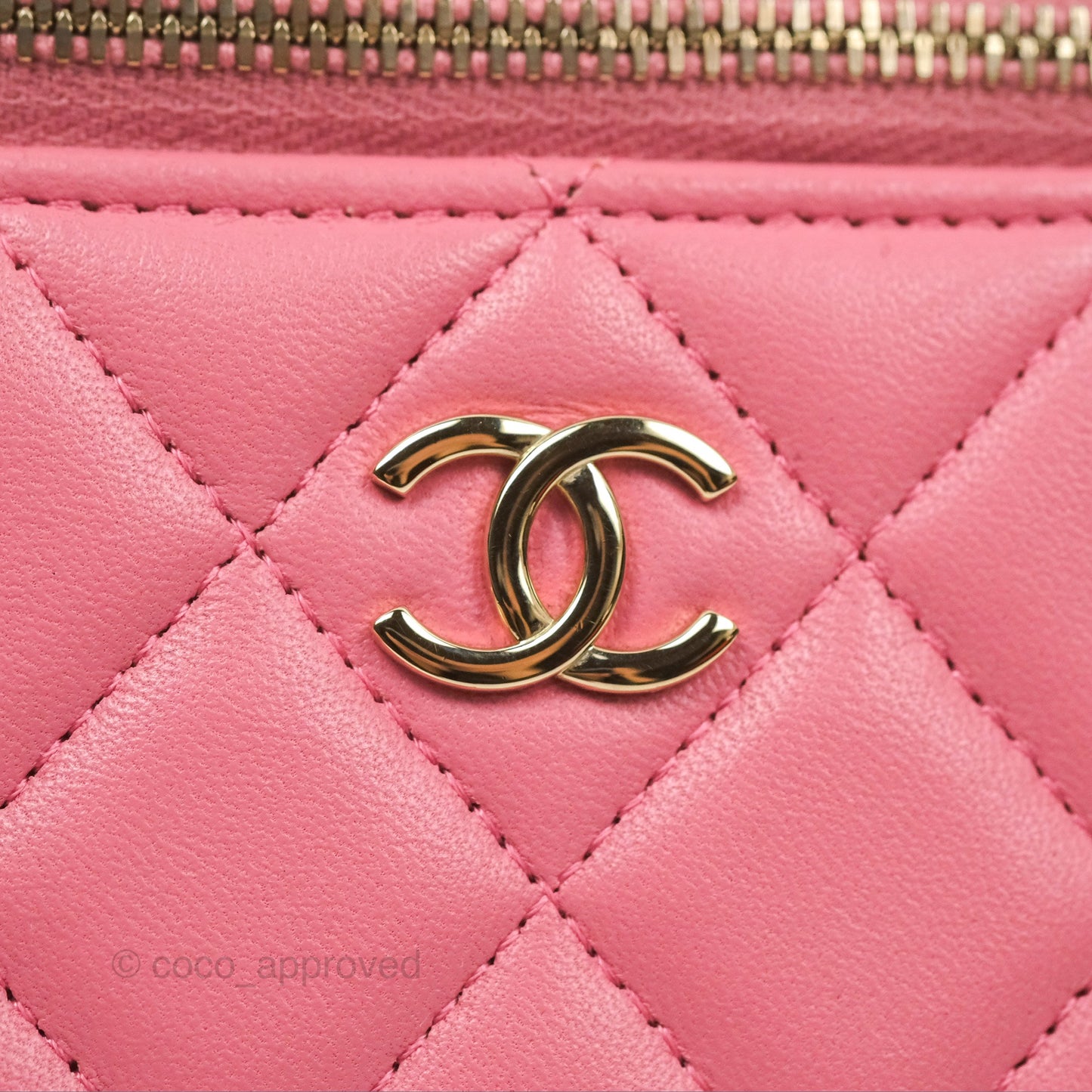 Chanel Vanity Rectangular Top Handle Pink Lambskin Gold Hardware