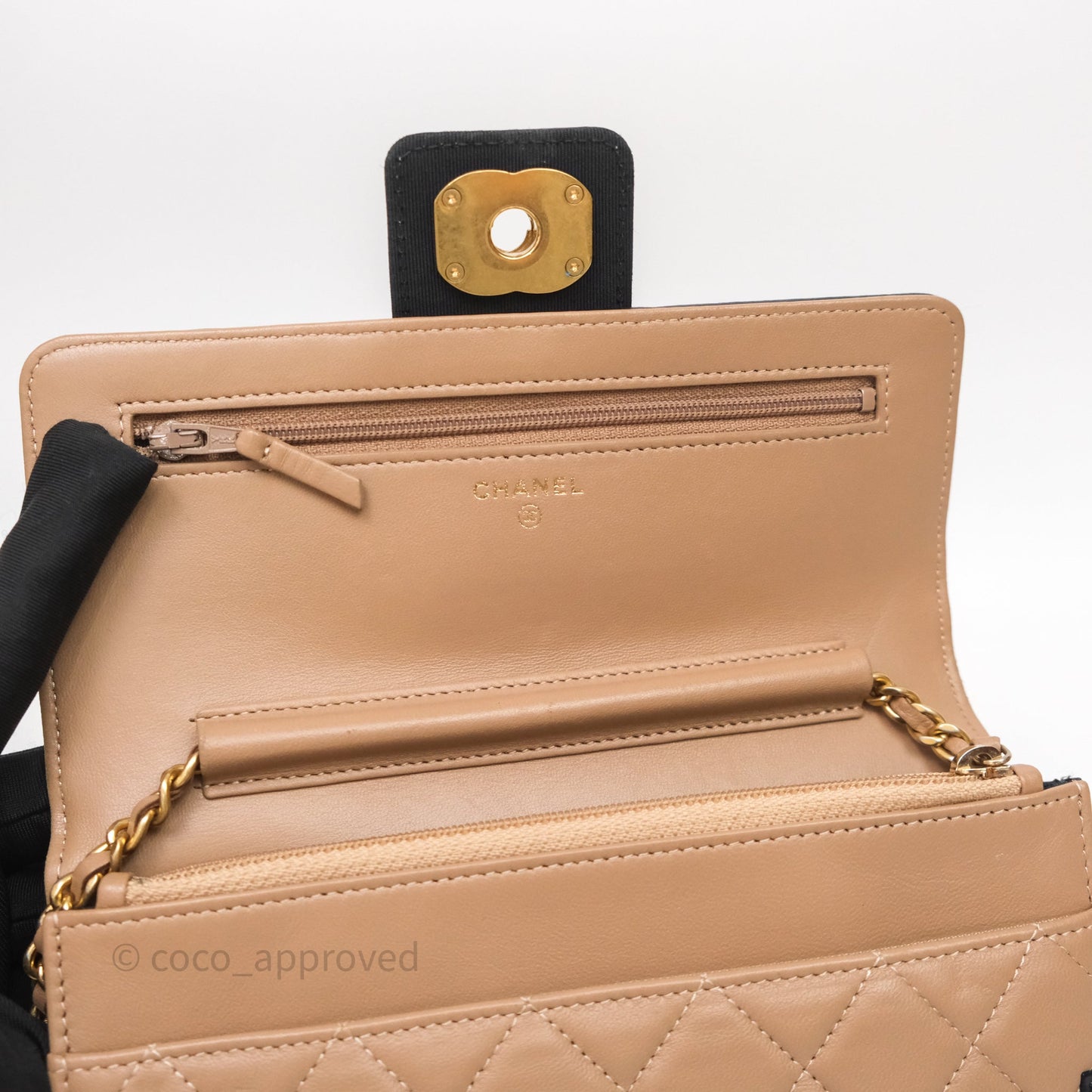 Chanel Quilted Medium Elegant CC Flap Beige Lambskin Gold Hardware