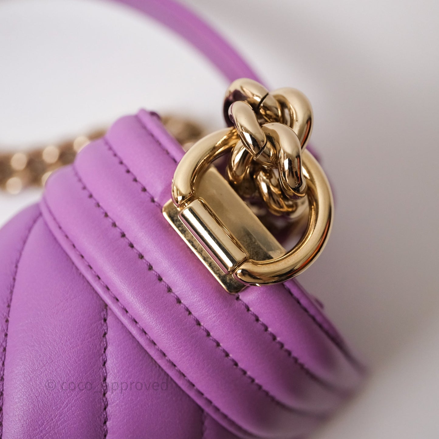 Chanel Chevron Small Boy Purple Calfskin Gold Hardware