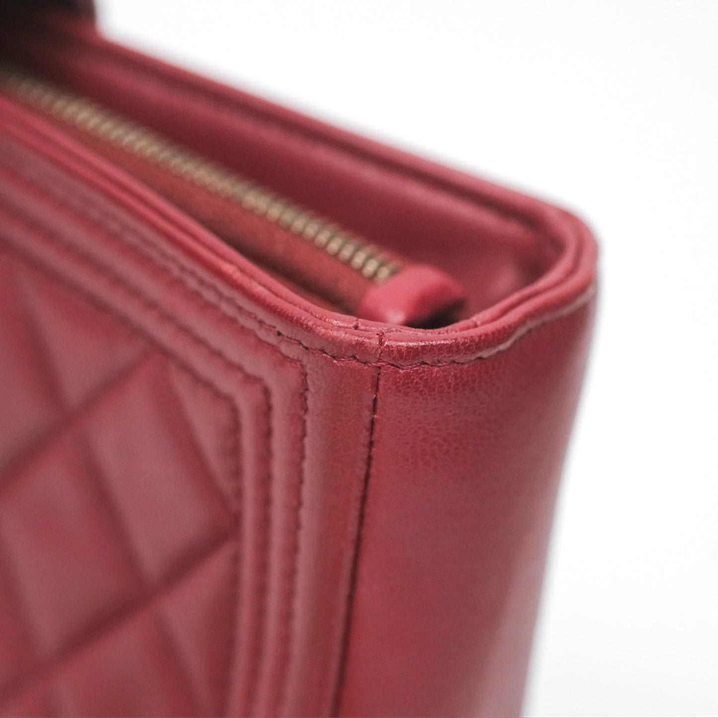 Chanel Quilted Boy Coin Case Dark Red Aged Gold Hardware