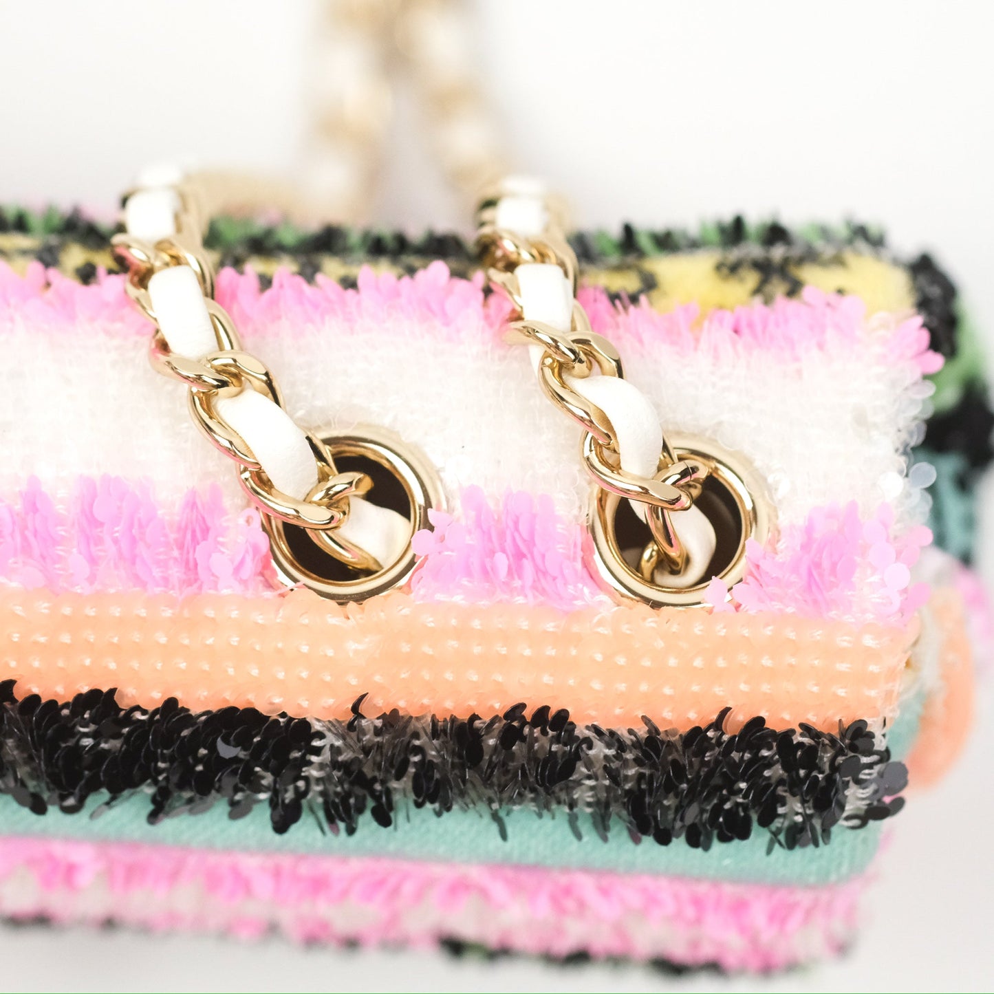 Chanel Mini Sequins Logo Flap Bag Multicolour Gold Hardware 22S