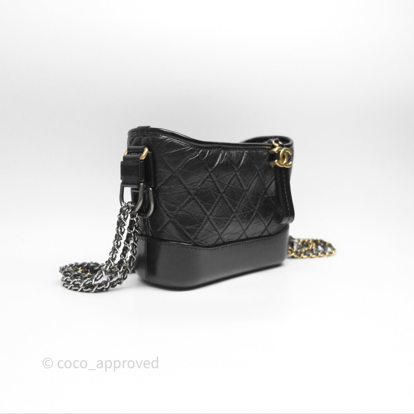 Chanel Small Gabrielle Hobo Quilted Black Aged Calfskin