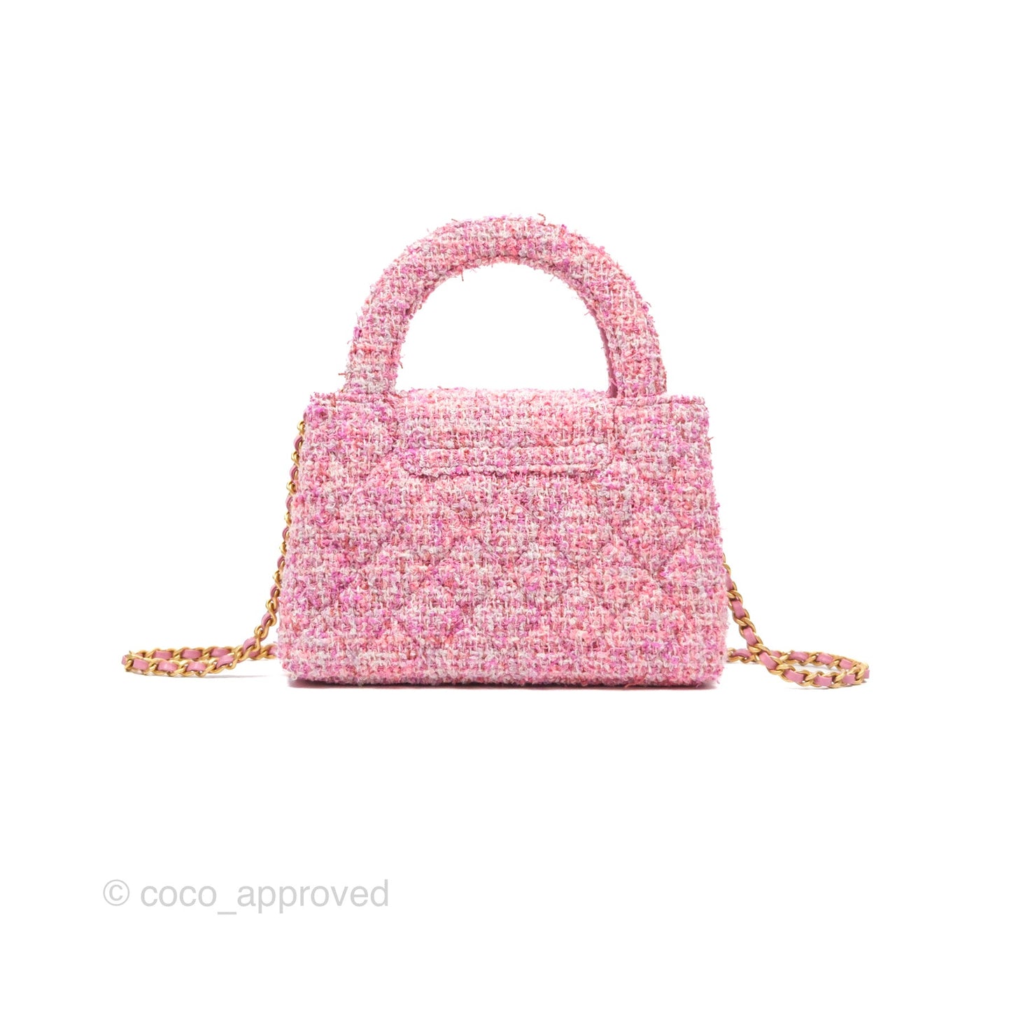 Chanel Kelly Bag Pink Tweed Aged Gold Hardware
