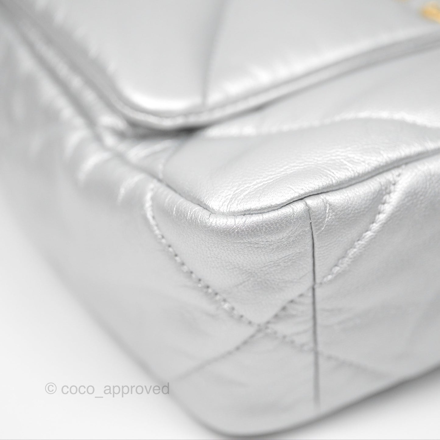 Chanel 19 Small Metallic Silver Goatskin Mixed Hardware