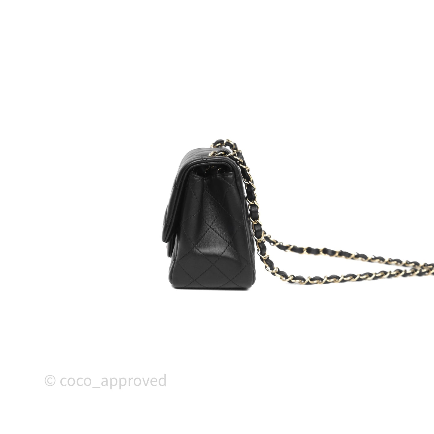 Chanel Mini Square Quilted Black Lambskin Gold Hardware