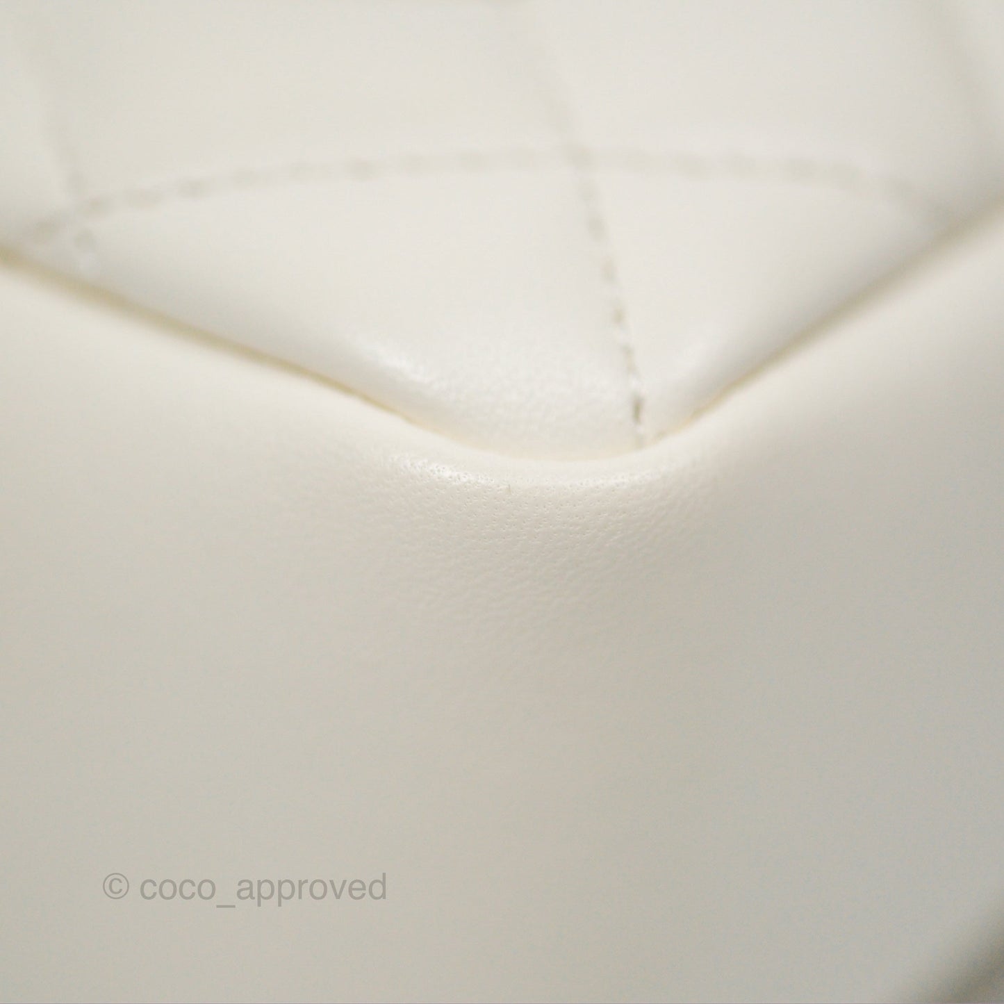 Chanel Pearl Chain Mini Flap Bag White Lambskin Aged Gold Hardware 24P