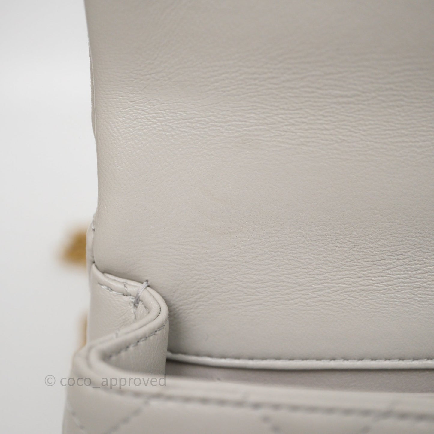 Chanel Heart Crush Mini Flap Bag Light Grey Lambskin Aged Gold Hardware 24P