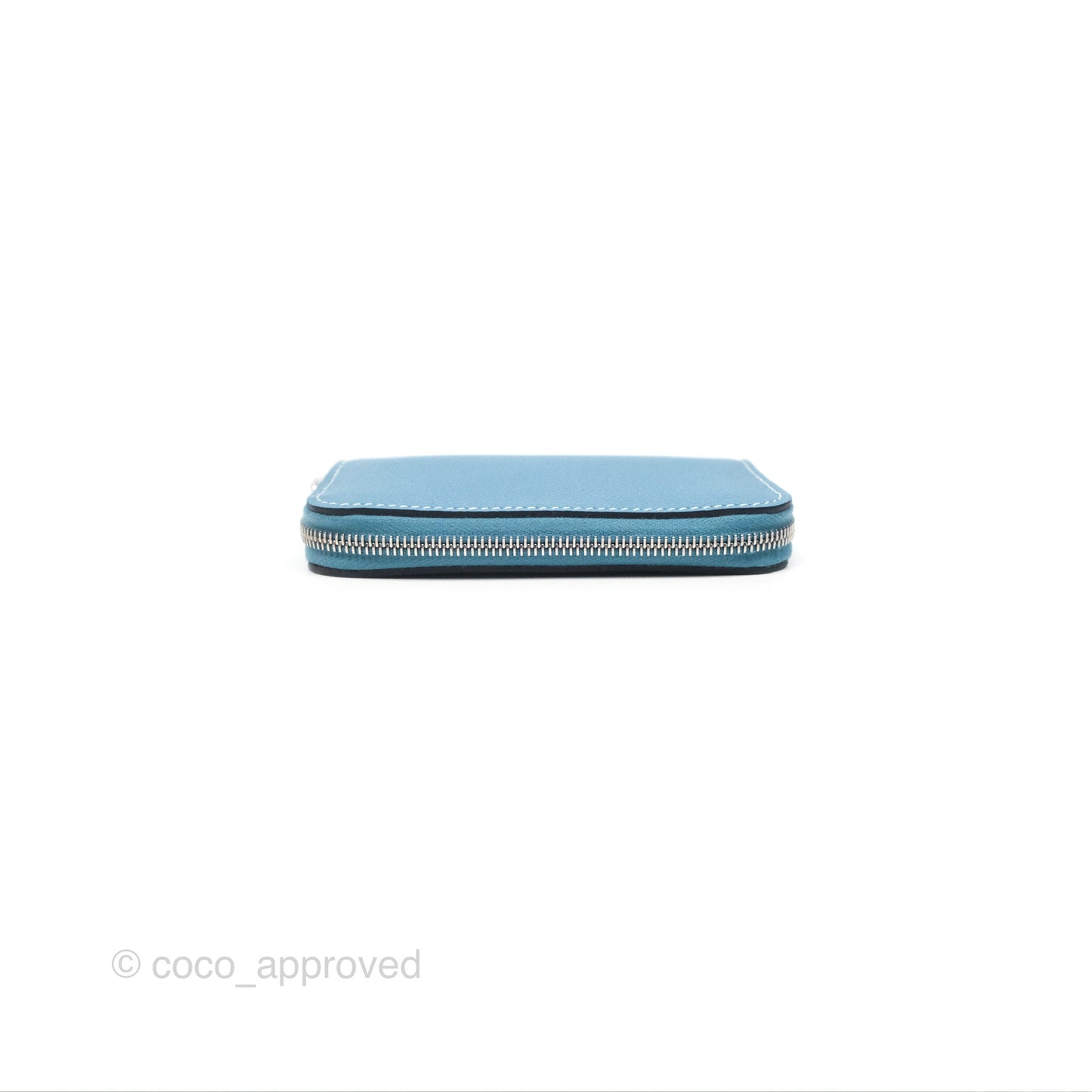 Hermès Zipengo Chaine d'Ancre Compact Card Holder Blue Jean 75 Evercolor Palladium Hardware