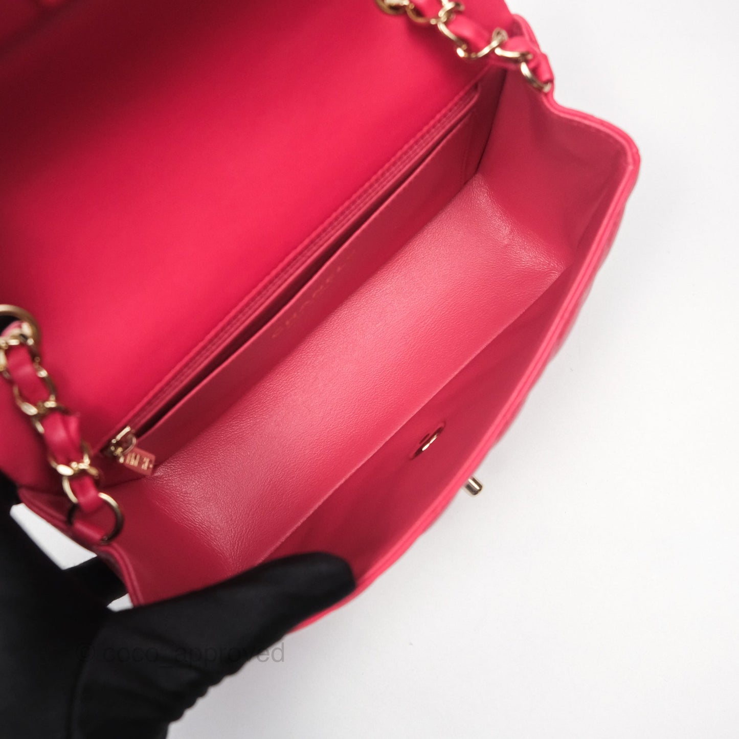 Chanel Quilted Mini Rectangular Flap Berry Red Lambskin Gold Hardware