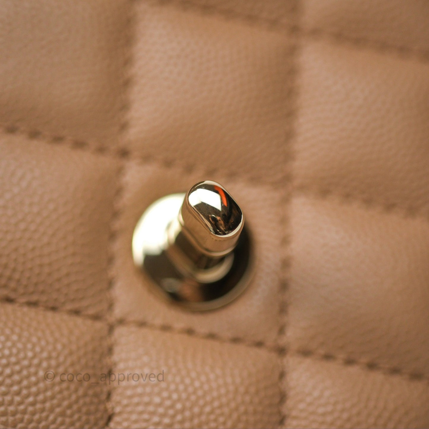 Chanel Small Coco Handle Quilted Dark Beige Caviar Gold Hardware