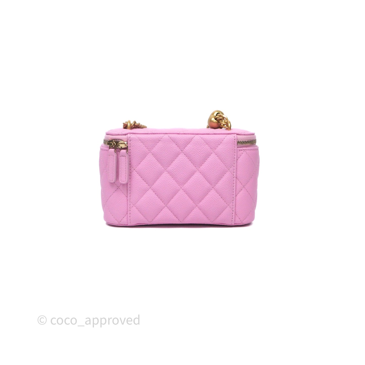 Chanel Vanity with Heart Adjustable Chain Pink Caviar Aged Gold Hardware