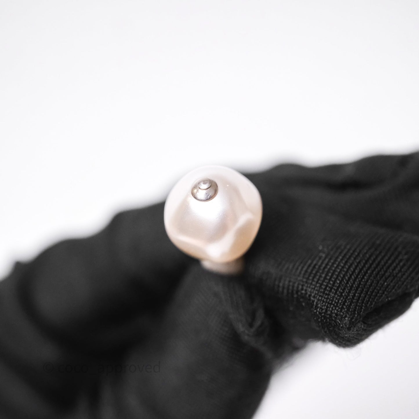 Chanel Drop CC Pearls Earrings Silver Tone 26S