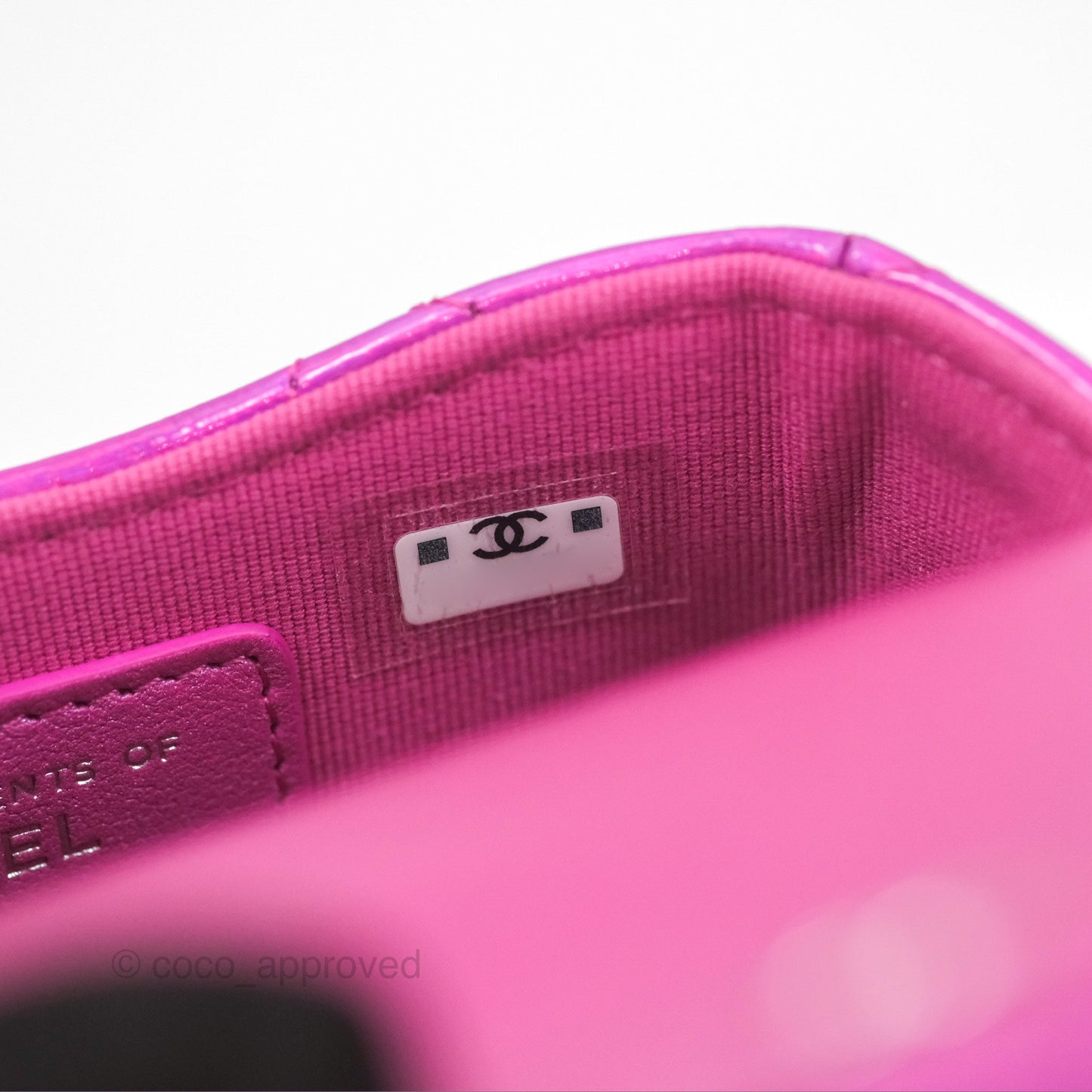 Chanel Card Holder Pouch with Hook Fuchsia Iridescent Mirror Goatskin