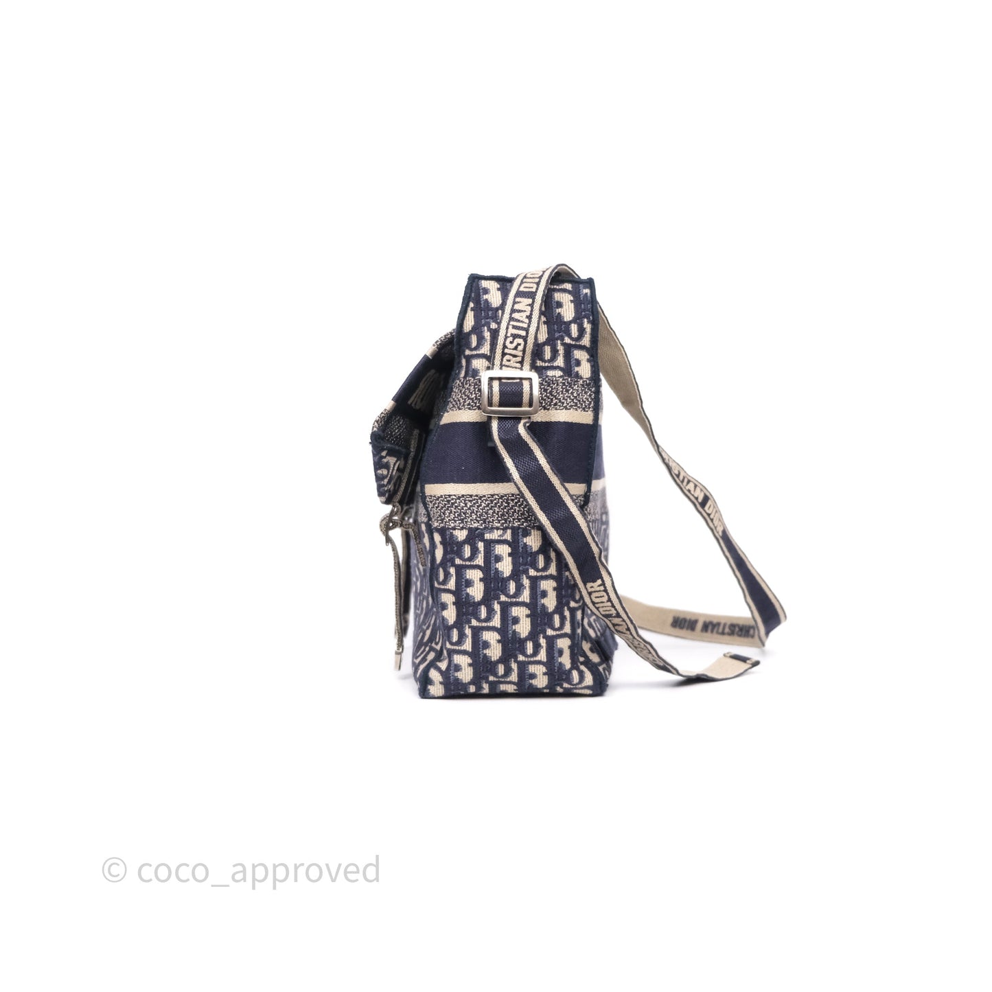Christian Dior Medium DiorCamp Messenger Bag Oblique Embroidery Blue
