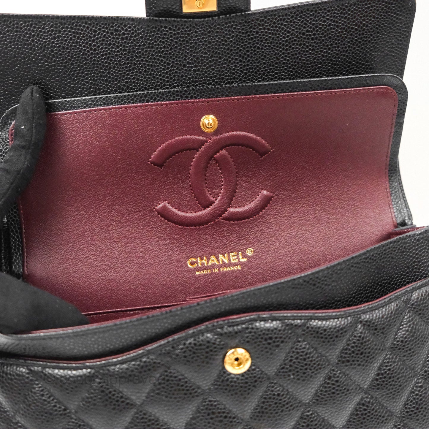Chanel Classic M/L Medium Flap Quilted Black Caviar Gold Hardware