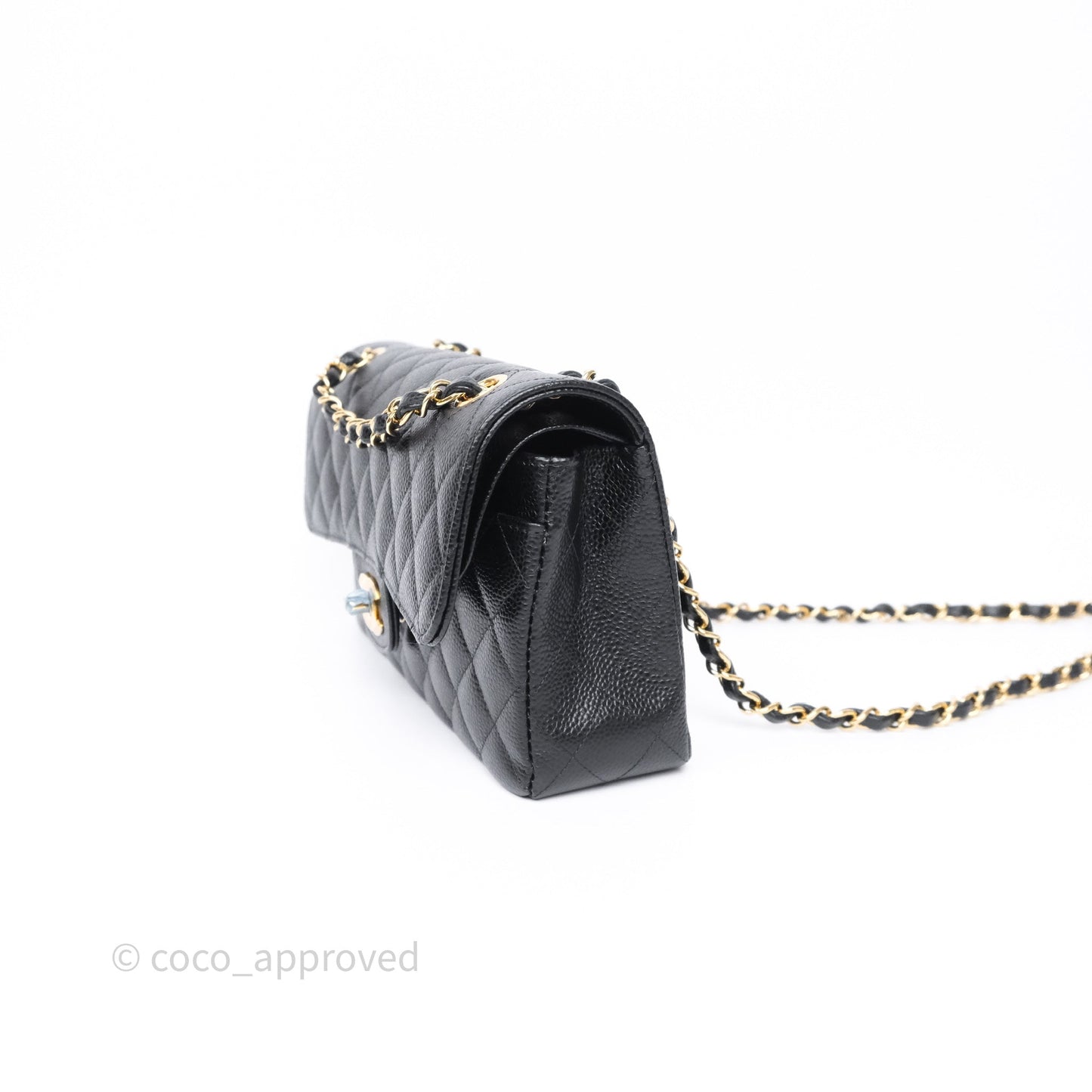 Chanel Small Classic Flap Quilted Black Caviar Gold Hardware
