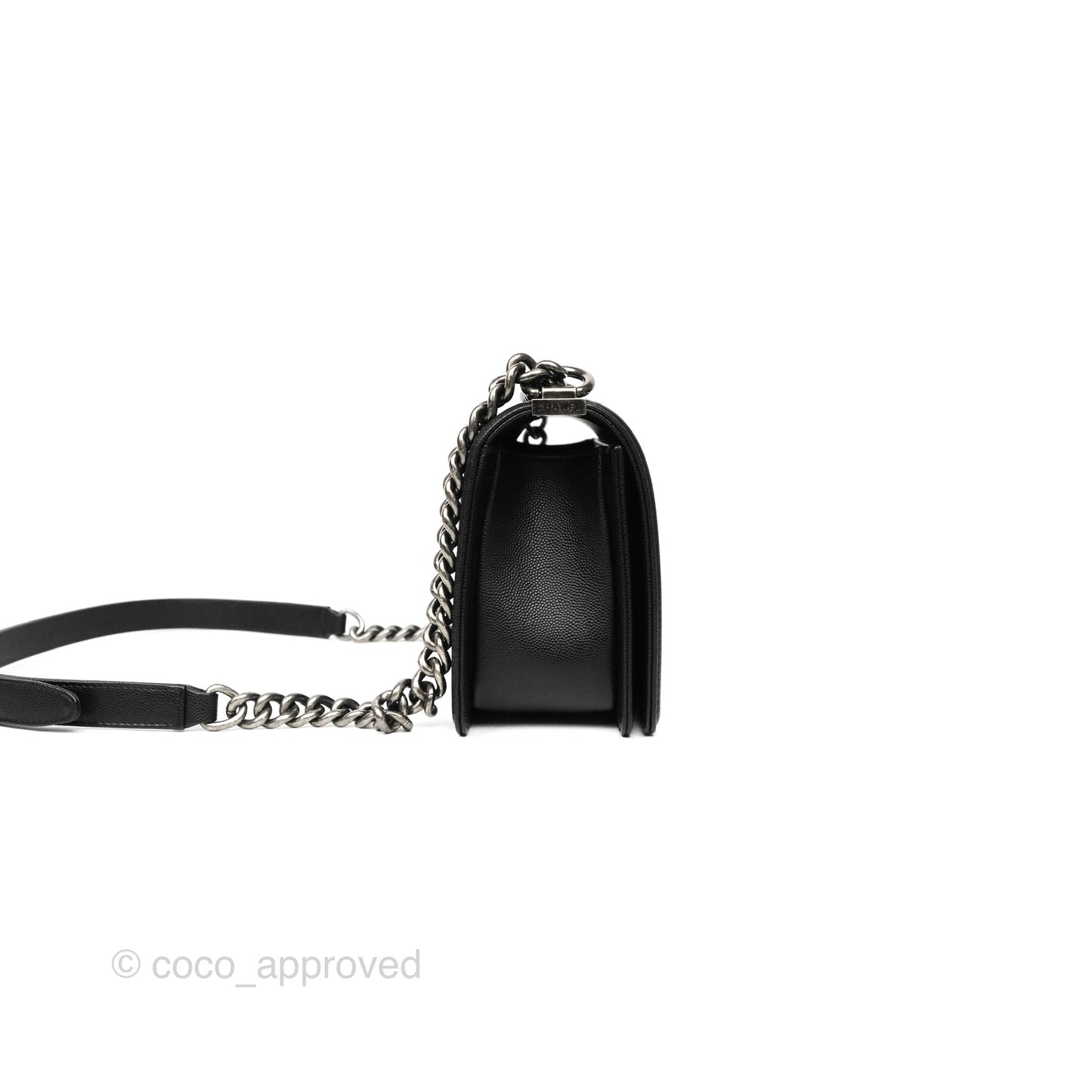 Chanel Medium Boy Quilted Black Caviar Ruthenium Hardware