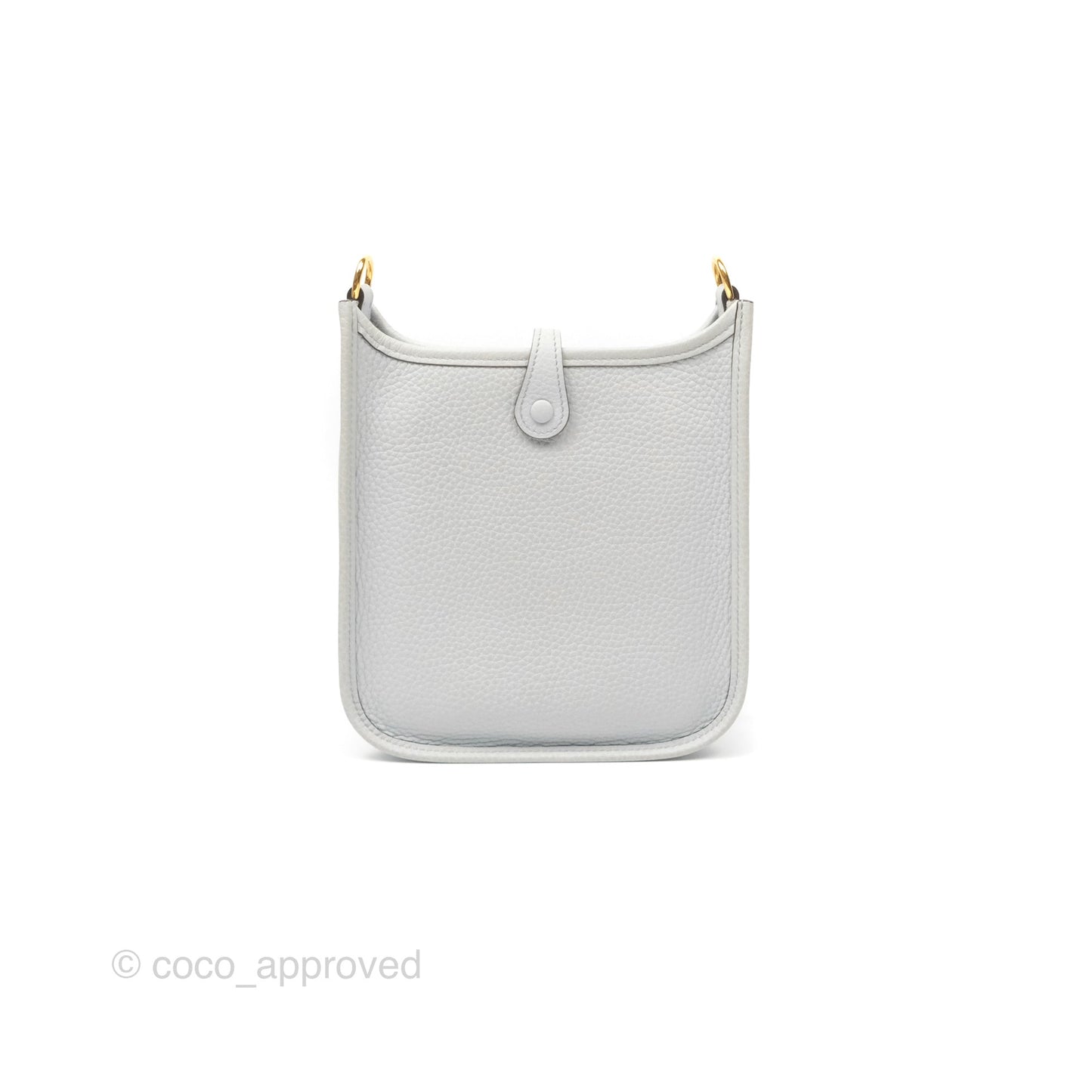 Hermès Mini Evelyne 16 Bleu Pale 08 Clemence/ Gris Etain 8F Gold Hardware