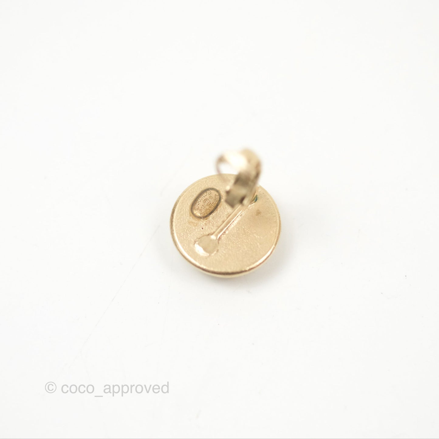 Chanel Round CC Crystal Ear Clips Gold Tone 16B