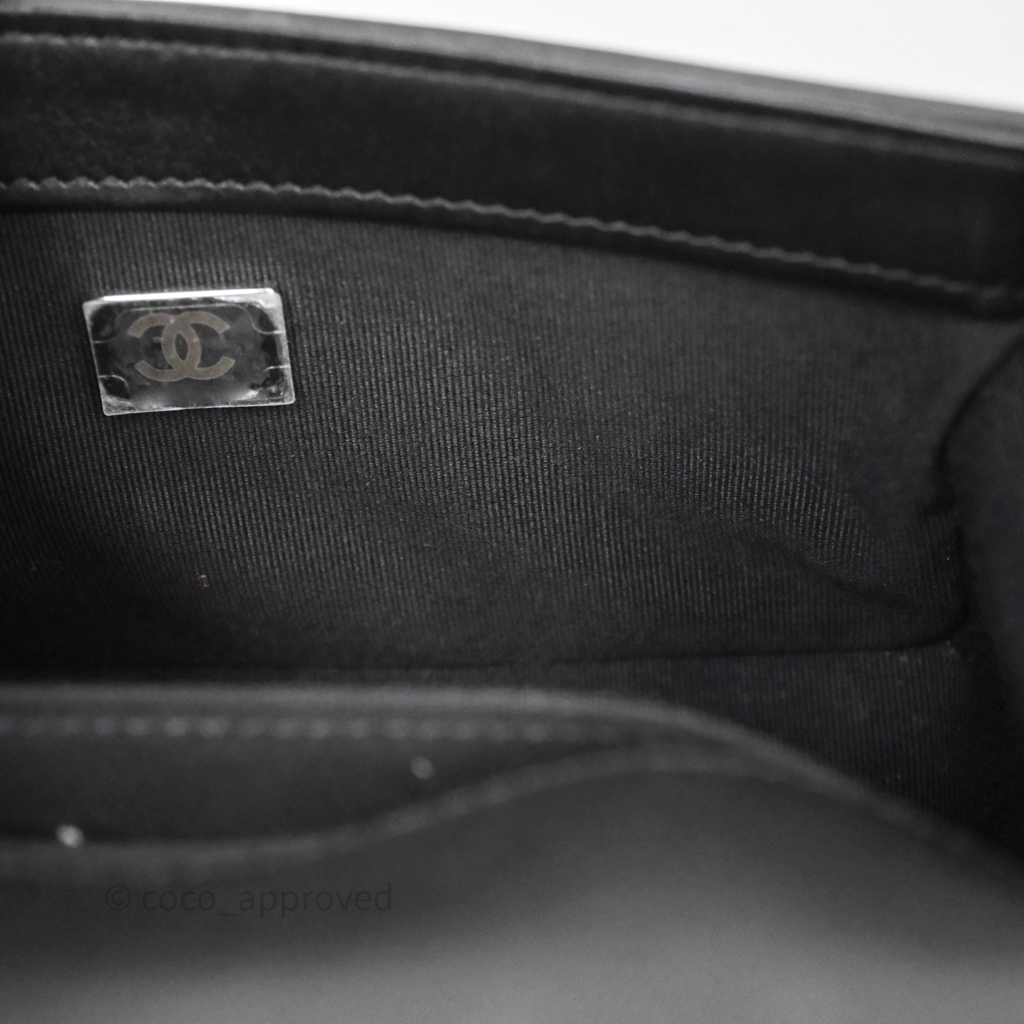 Chanel Small Boy Chevron Black Lambskin Silver Hardware