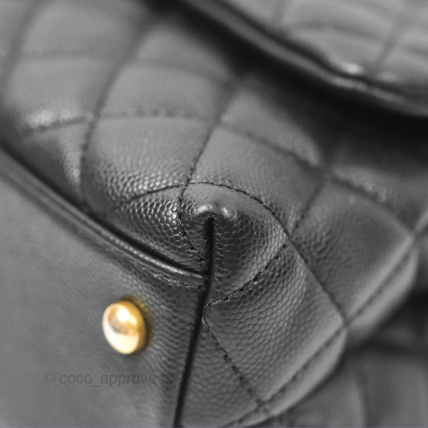 Chanel Small Coco Handle Quilted Black Caviar Gold Hardware