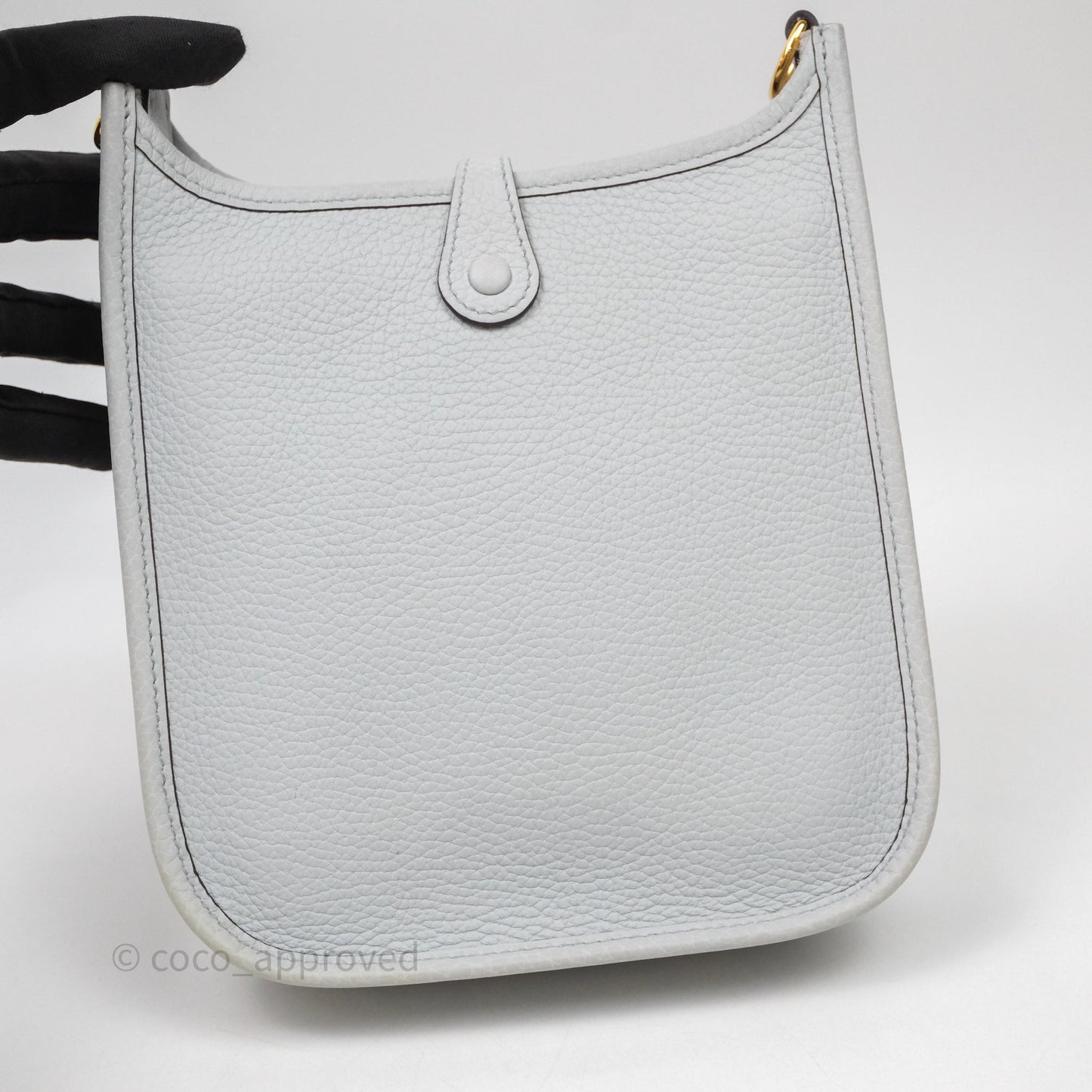 Hermès Mini Evelyne 16 Bleu Pale 08 Clemence Gold Hardware
