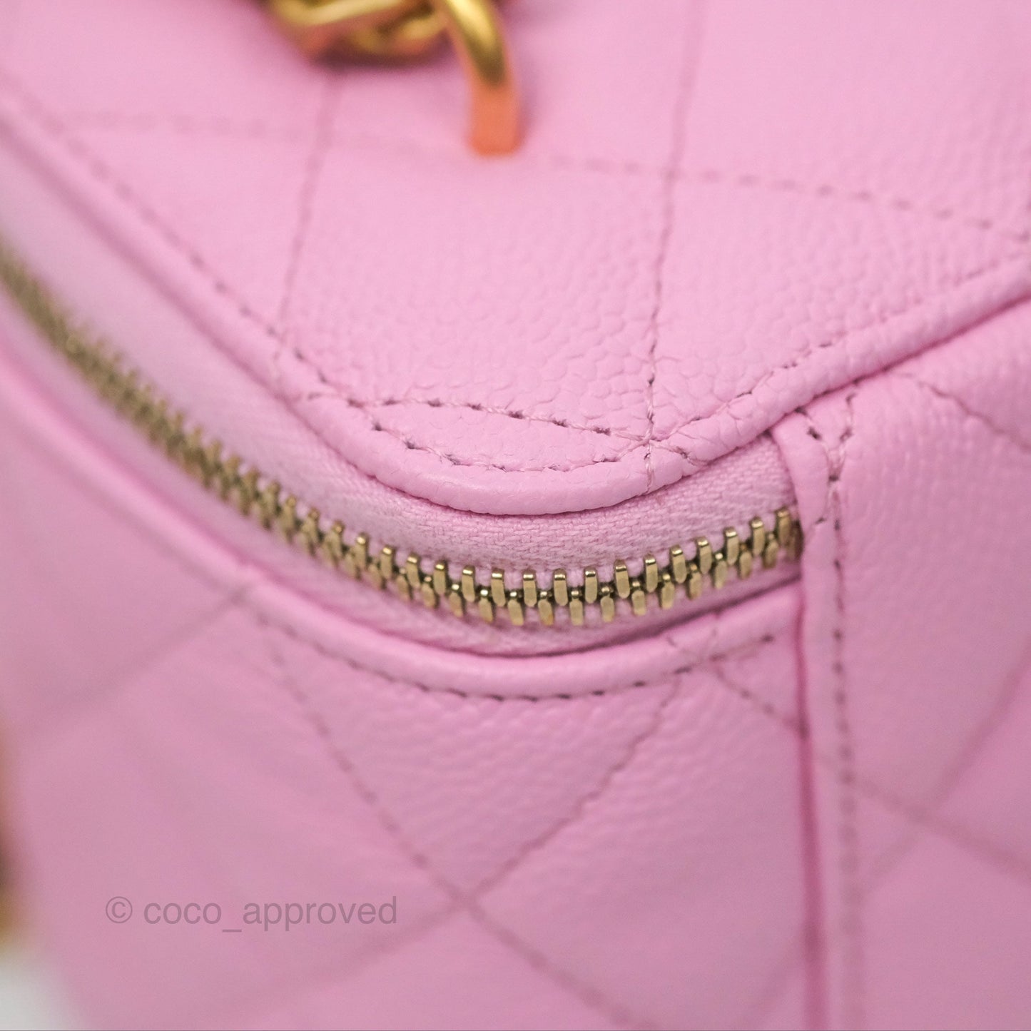 Chanel Vanity Heart Crush Adjustable Chain Pink Caviar Aged Gold Hardware