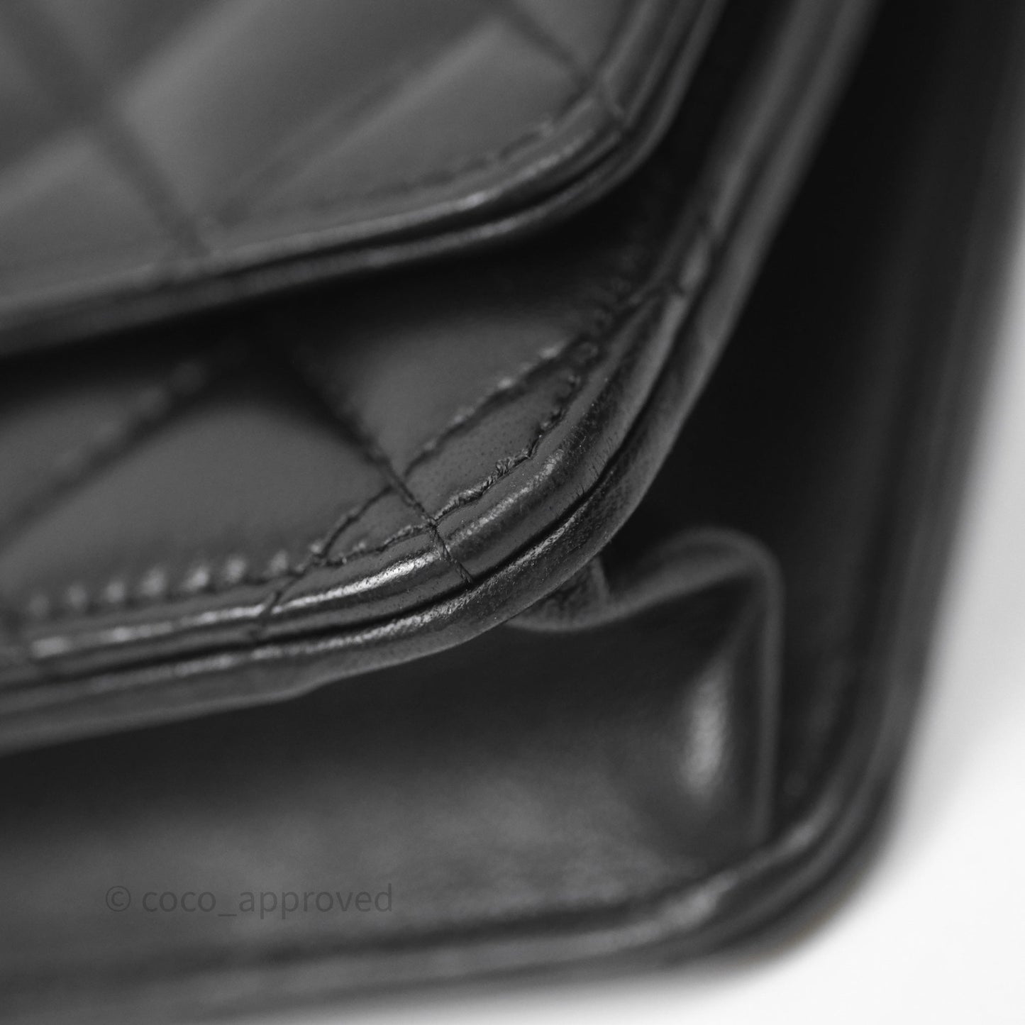 Chanel Quilted Pearl Crush Wallet on Chain WOC Black Lambskin Aged Gold Hardware