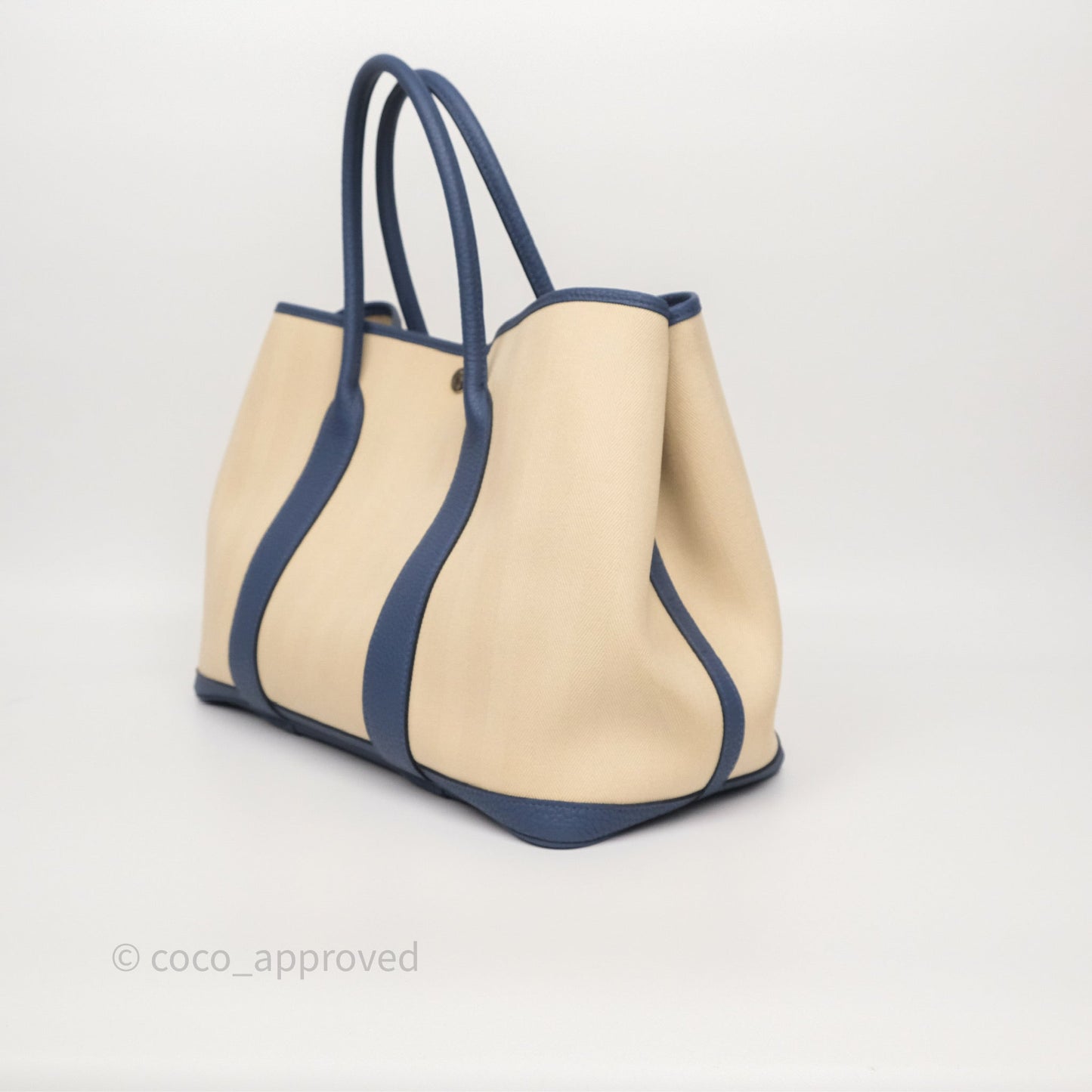 Hermès Garden Party 36 Toile Natural Canvas Blue