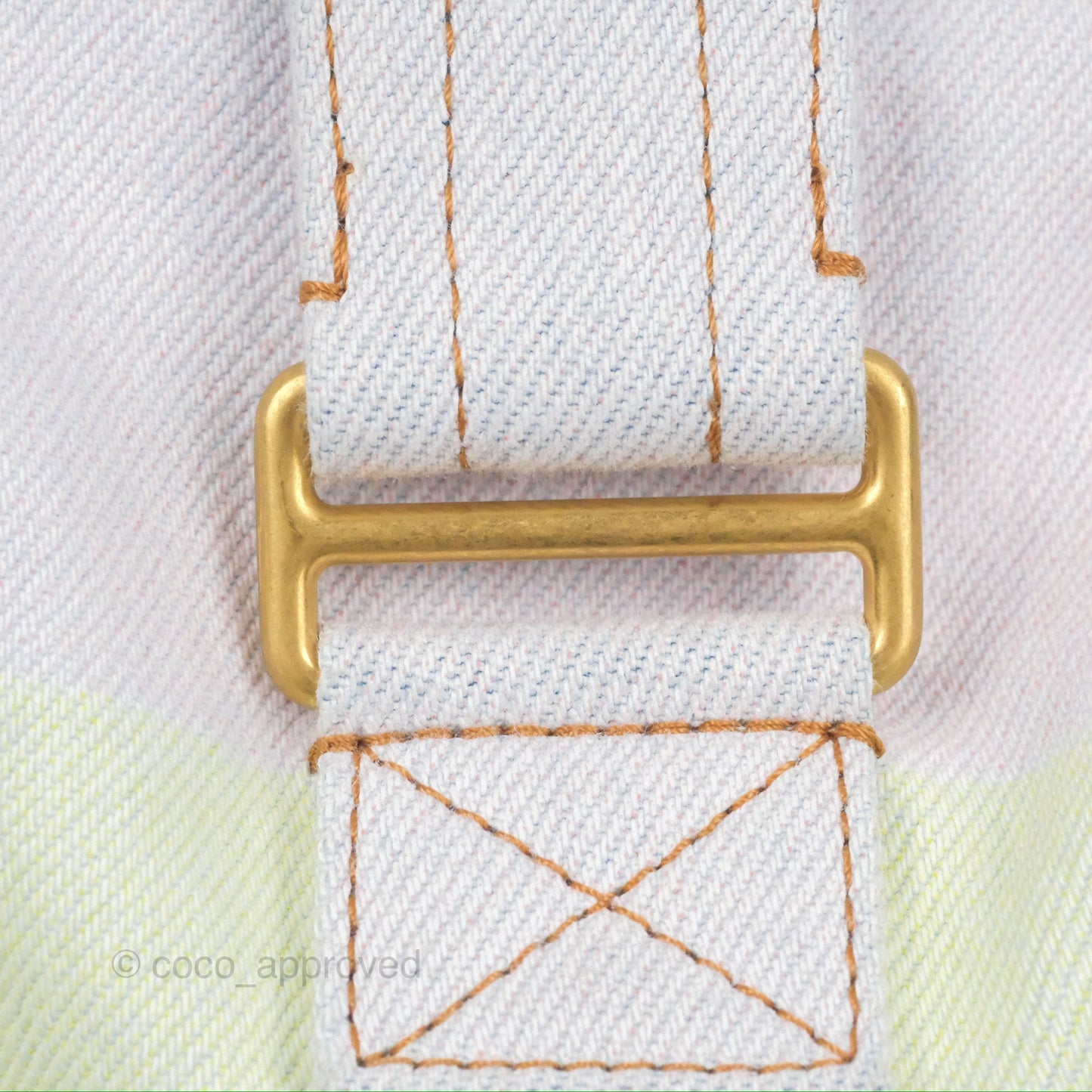 Chanel Printed Denim Large Shopping Bag Aged Gold Hardware