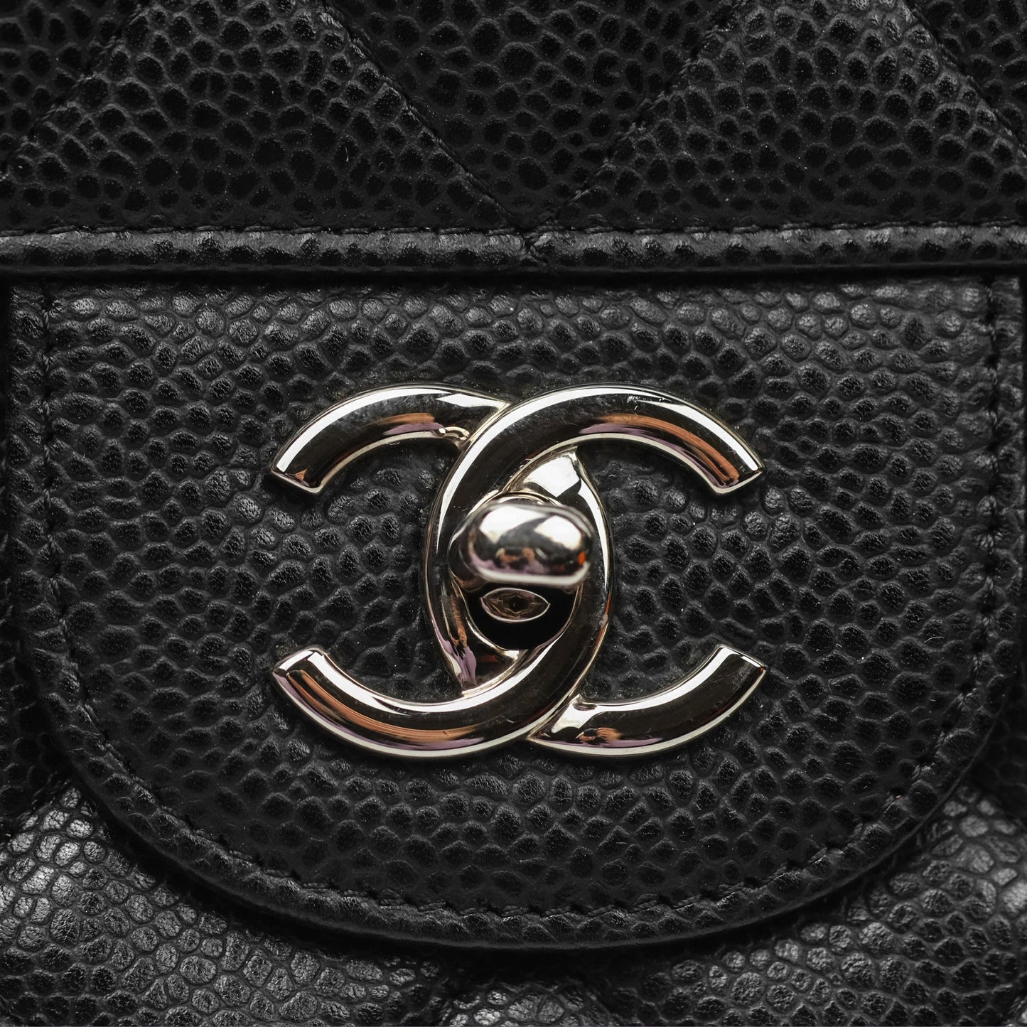 Chanel Quilted Maxi Single Flap Black Caviar Silver Hardware