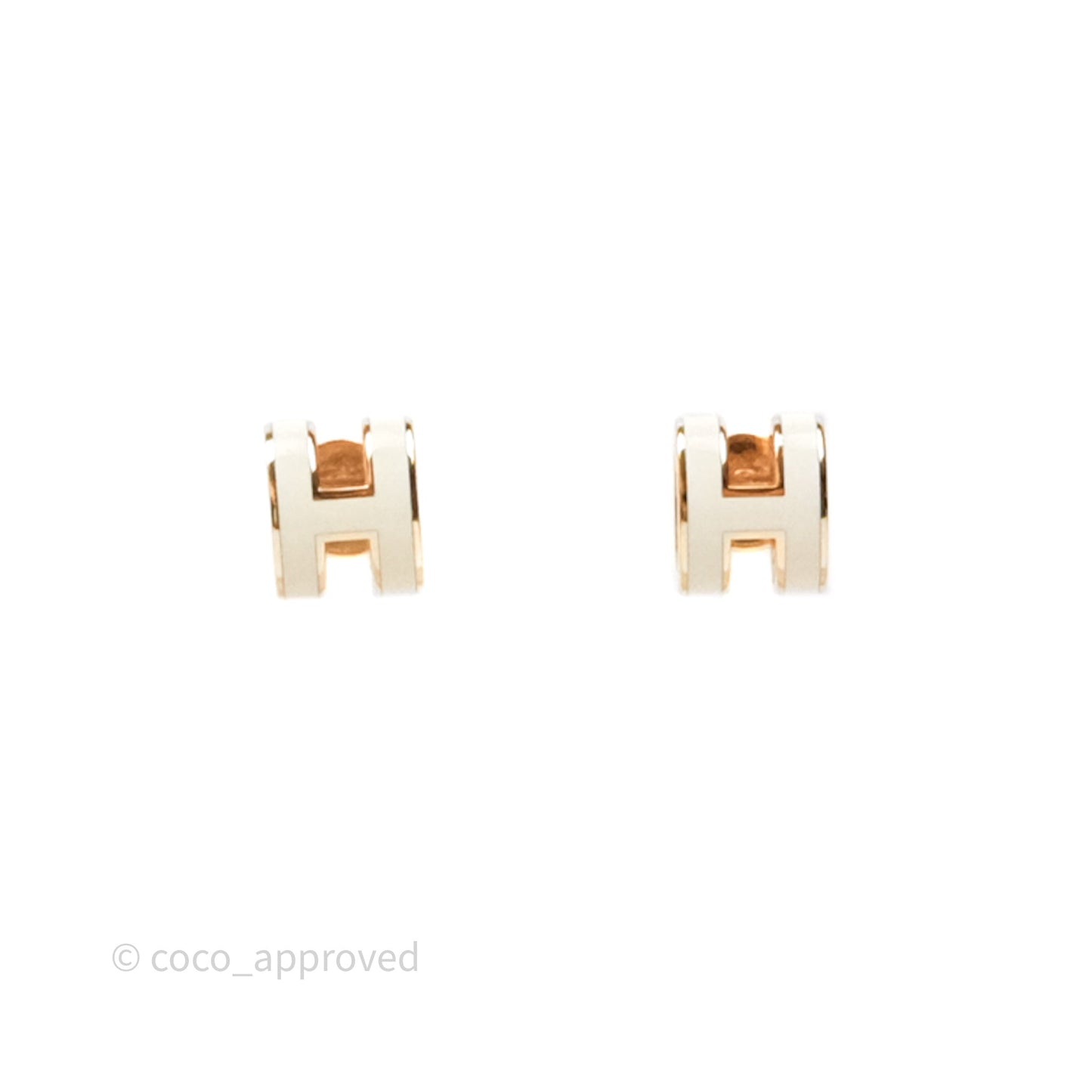 Hermes Mini Pop H Earrings Blanc Rose Gold