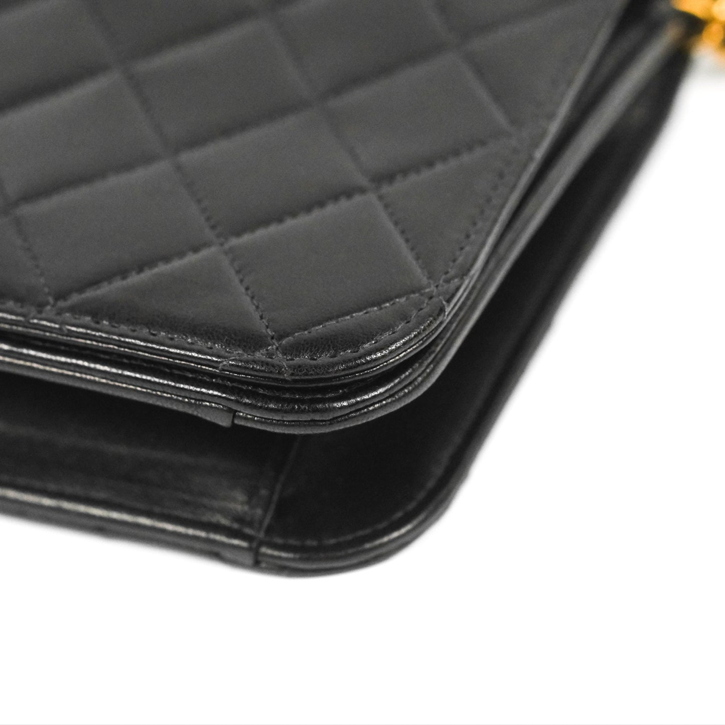 Chanel Vintage Full Flap Quilted Shoulder Bag Black Lambskin 24K Gold Hardware