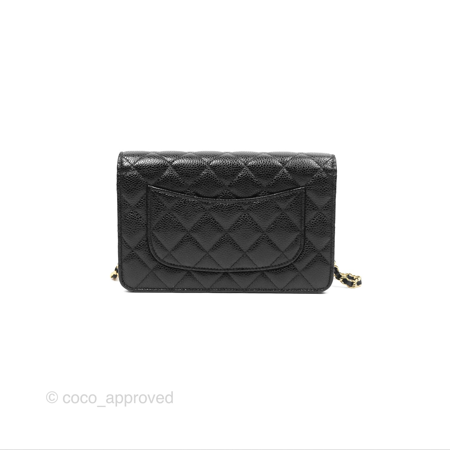 Chanel Classic Wallet On Chain WOC Quilted Black Caviar Gold Hardware