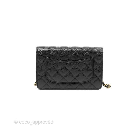 Chanel Classic Wallet On Chain WOC Quilted Black Caviar Gold Hardware